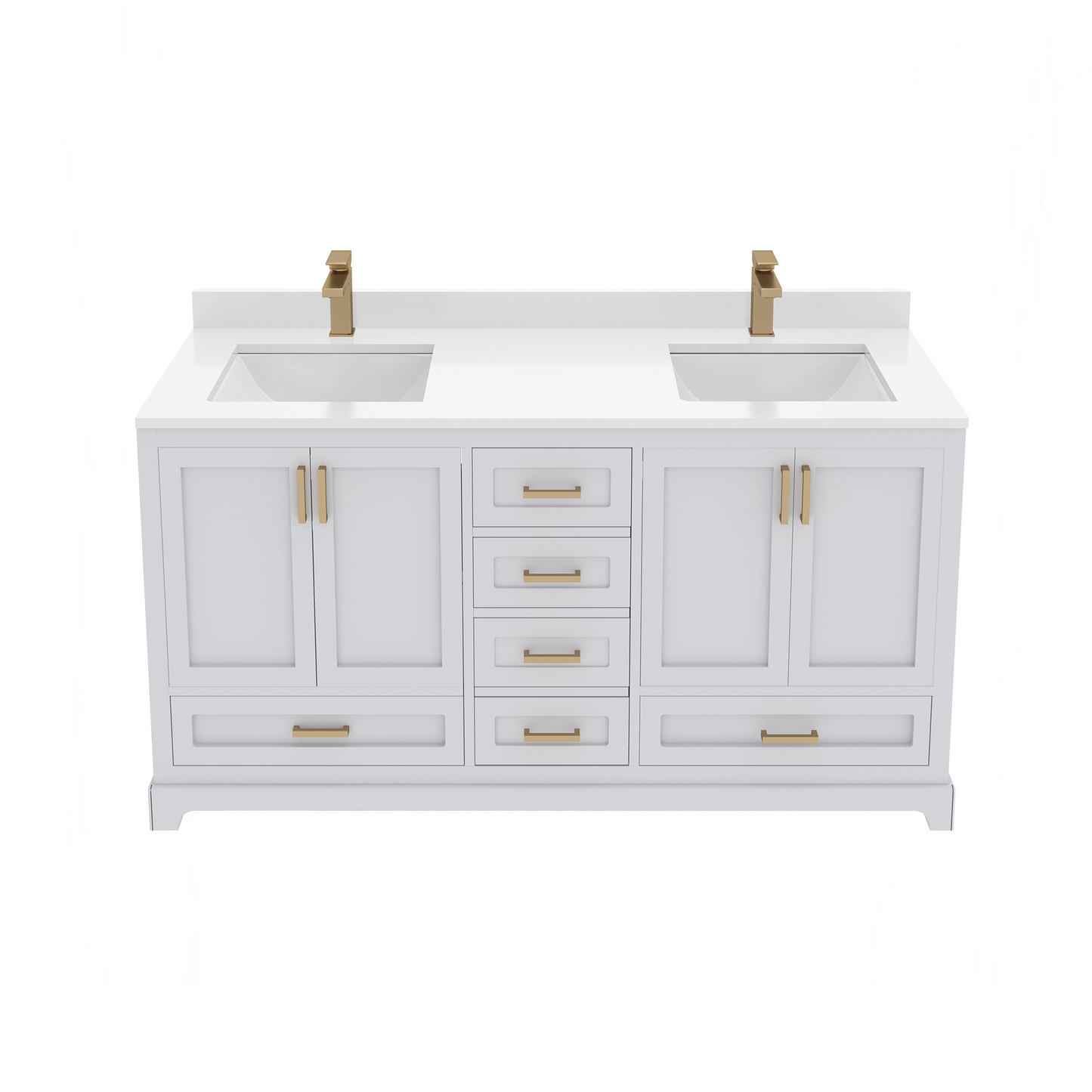 Maya 60 Inch Solid Wood Double Bathroom Vanity with Quartz Countertop