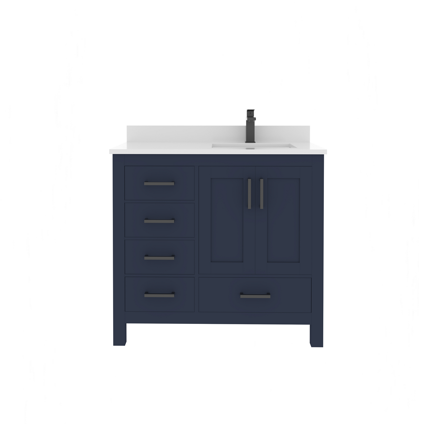 Rooh 36 Inch Right Solid Wood Single Bathroom Vanity with Quartz Countertop