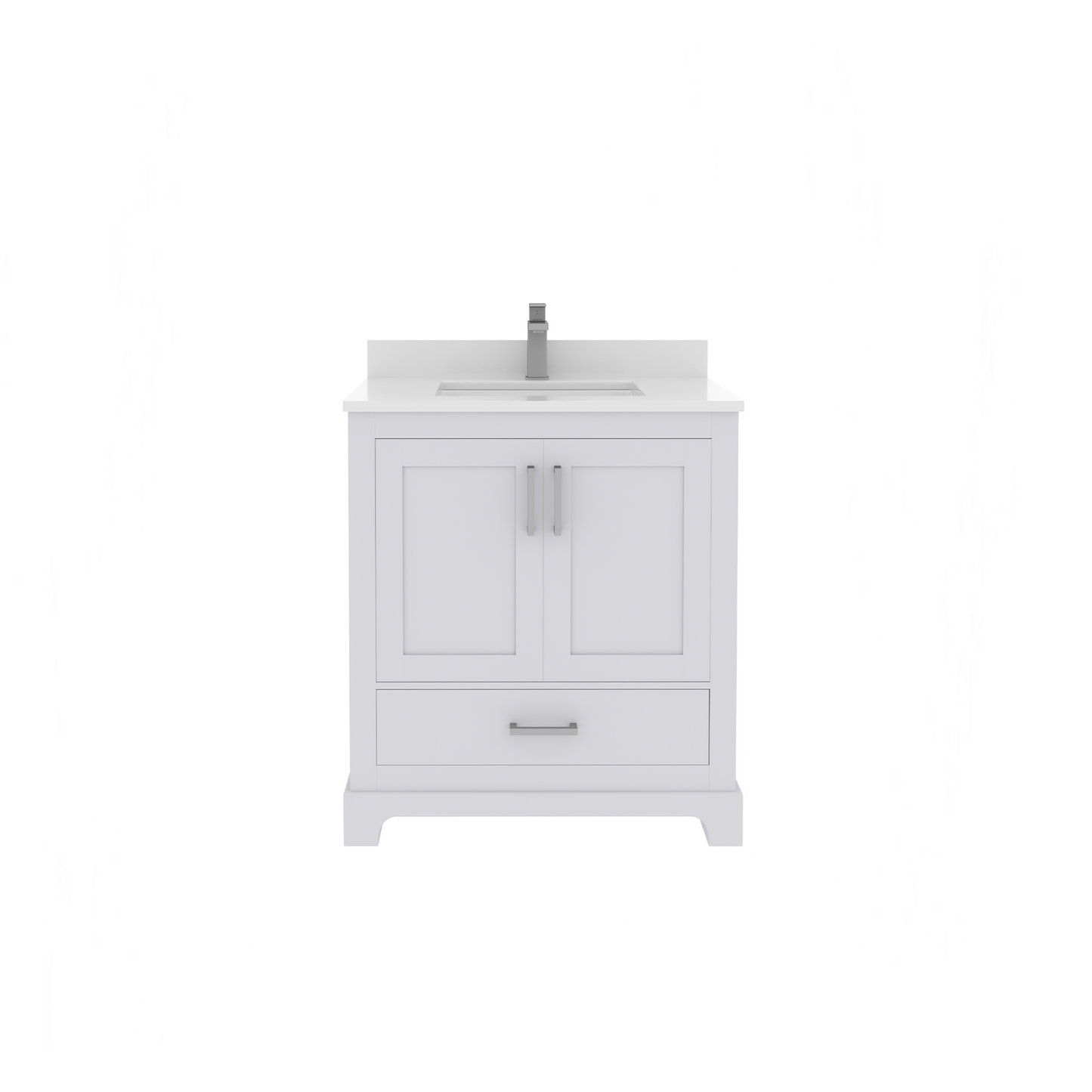 Maya 30 Inch Solid Wood Single Bathroom Vanity with Quartz Countertop