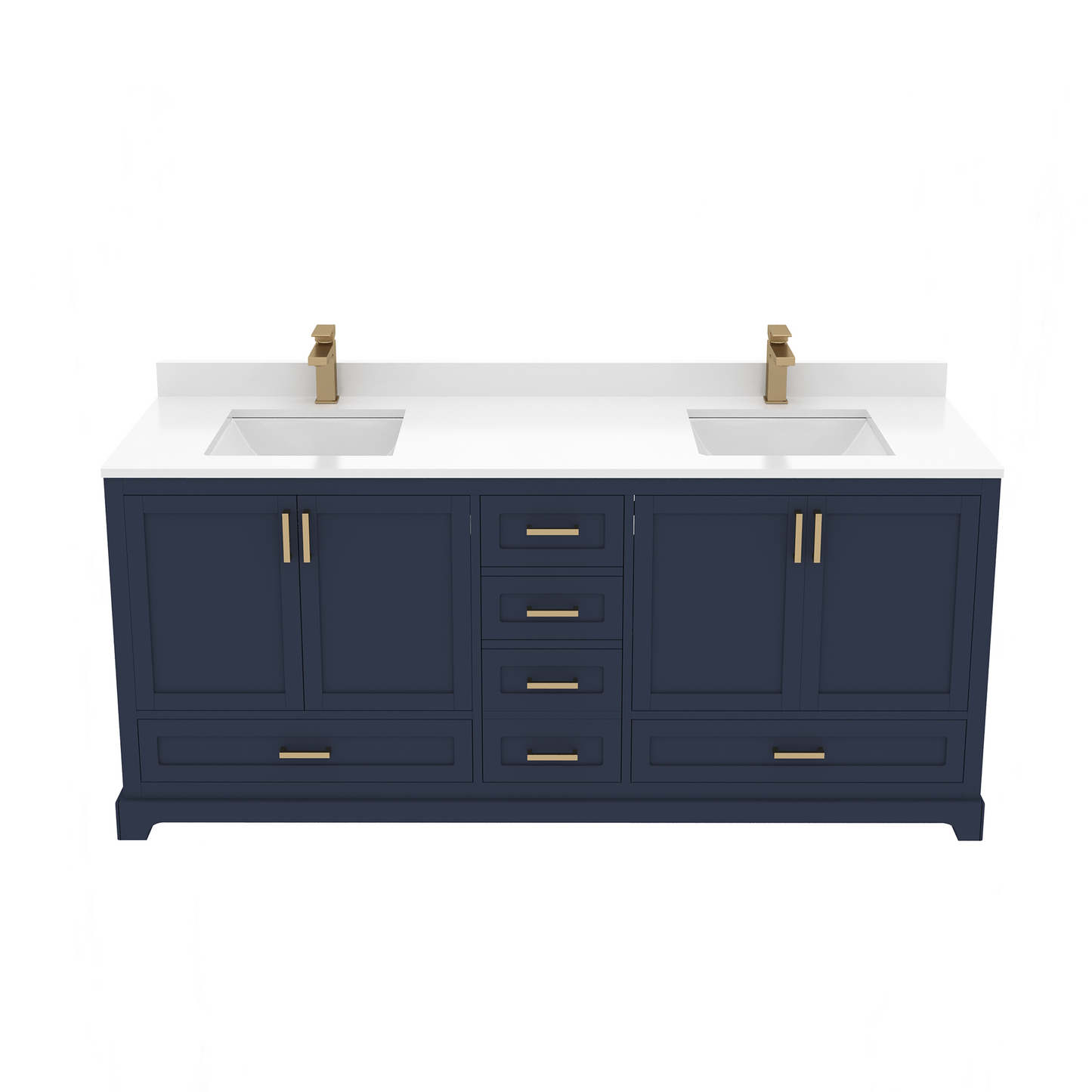 Maya 72 Inch Solid Wood Double Bathroom Vanity with Quartz Countertop