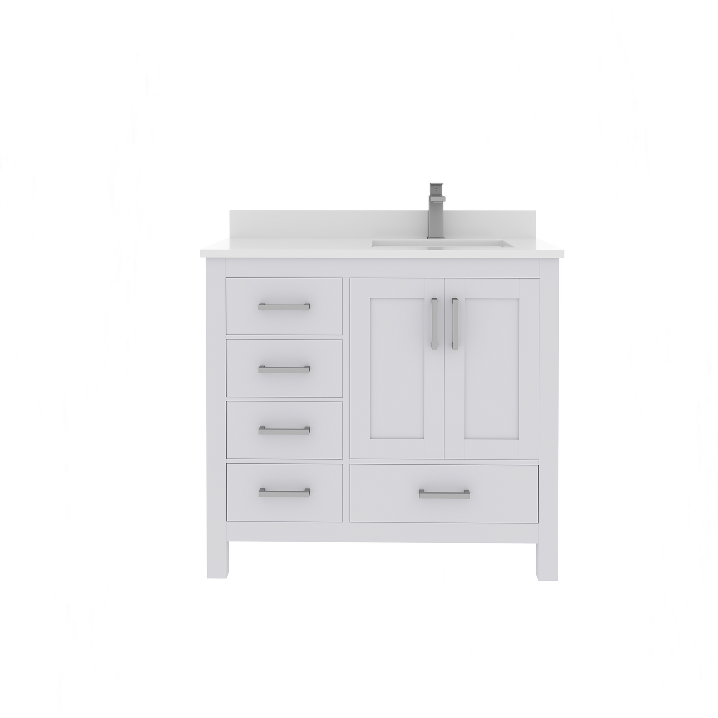 Rooh 36 Inch Right Solid Wood Single Bathroom Vanity with Quartz Countertop