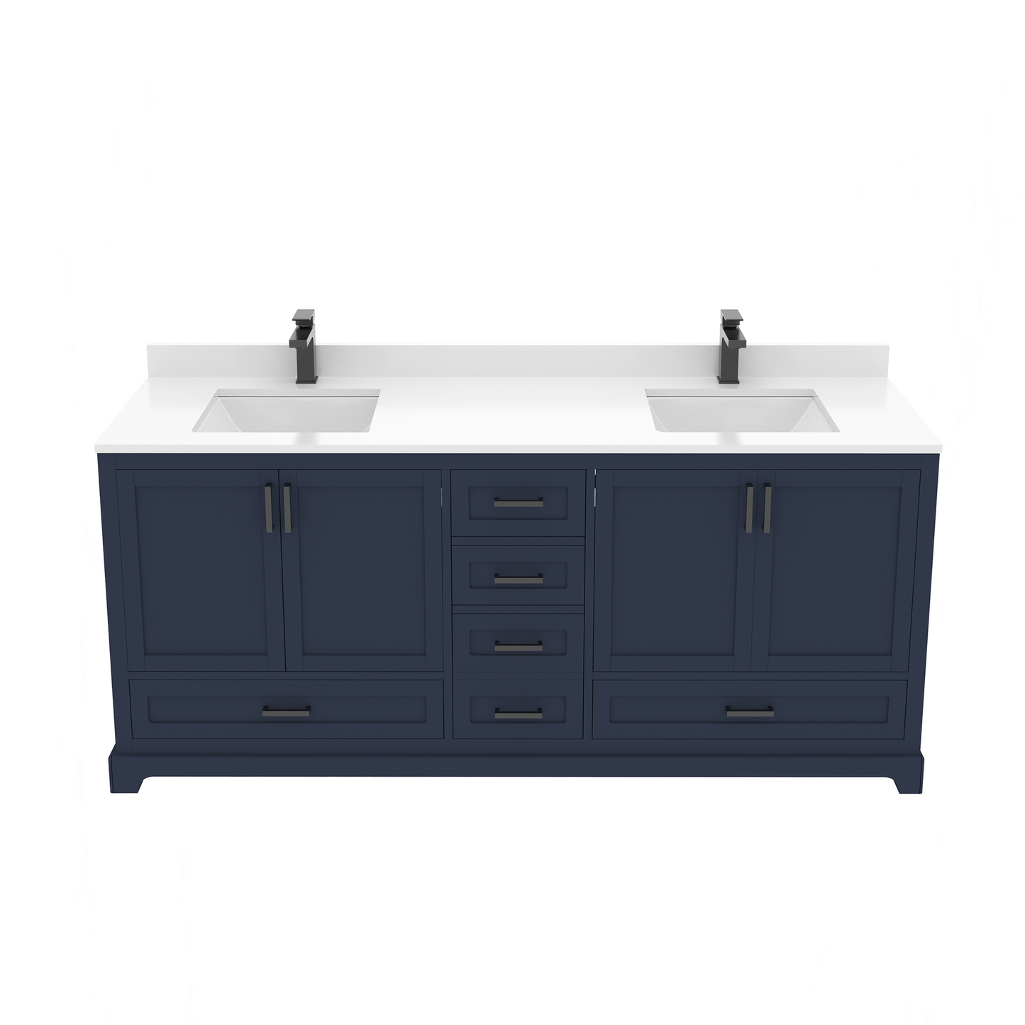 Maya 72 Inch Solid Wood Double Bathroom Vanity with Quartz Countertop