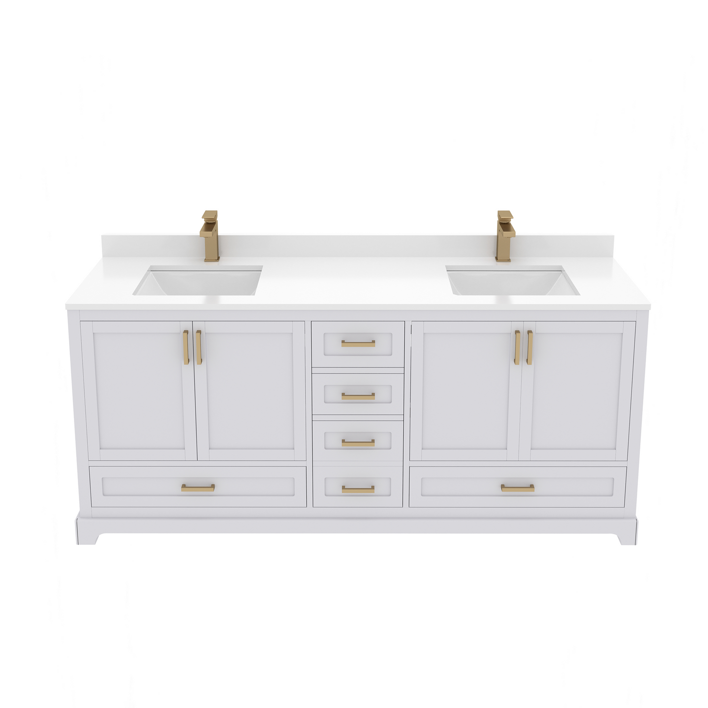 Maya 72 Inch Solid Wood Double Bathroom Vanity with Quartz Countertop