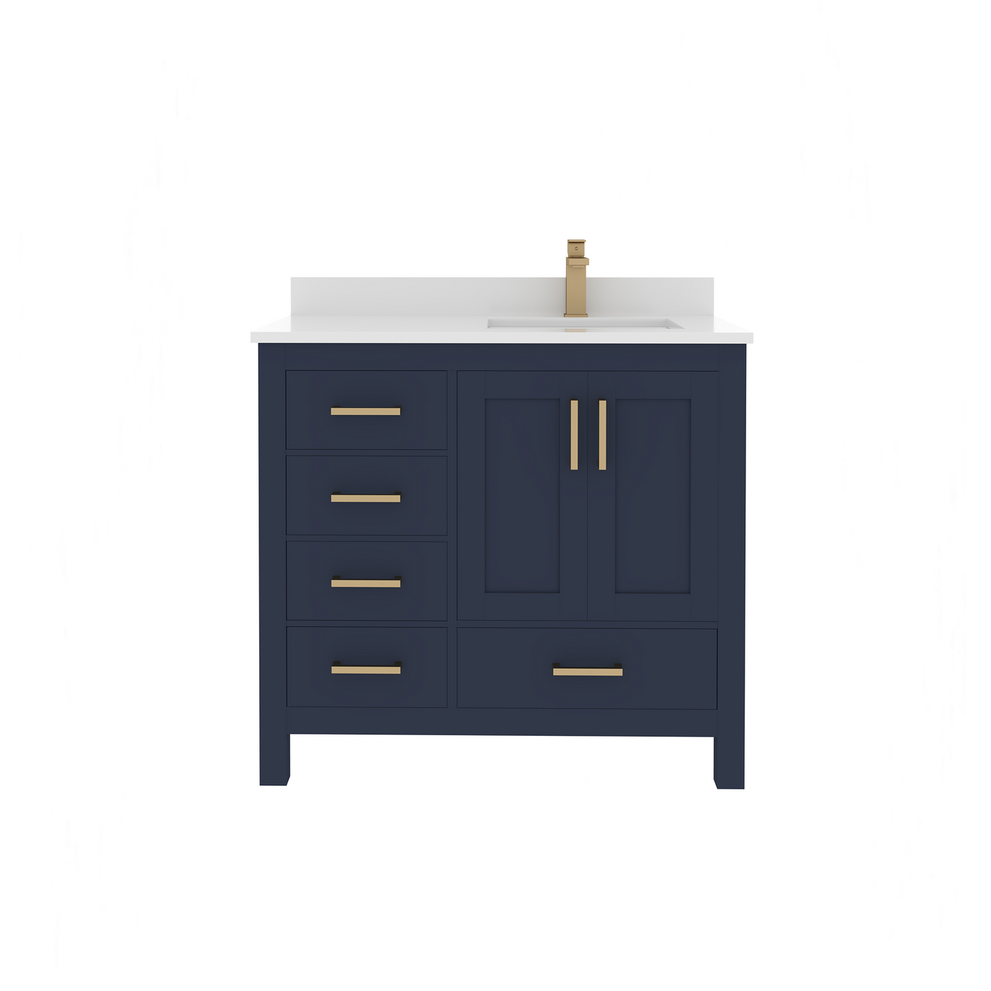 Rooh 36 Inch Right Solid Wood Single Bathroom Vanity with Quartz Countertop
