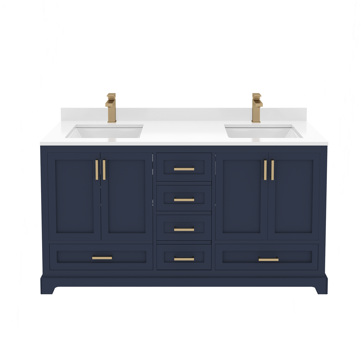 Maya 60 Inch Solid Wood Double Bathroom Vanity with Quartz Countertop