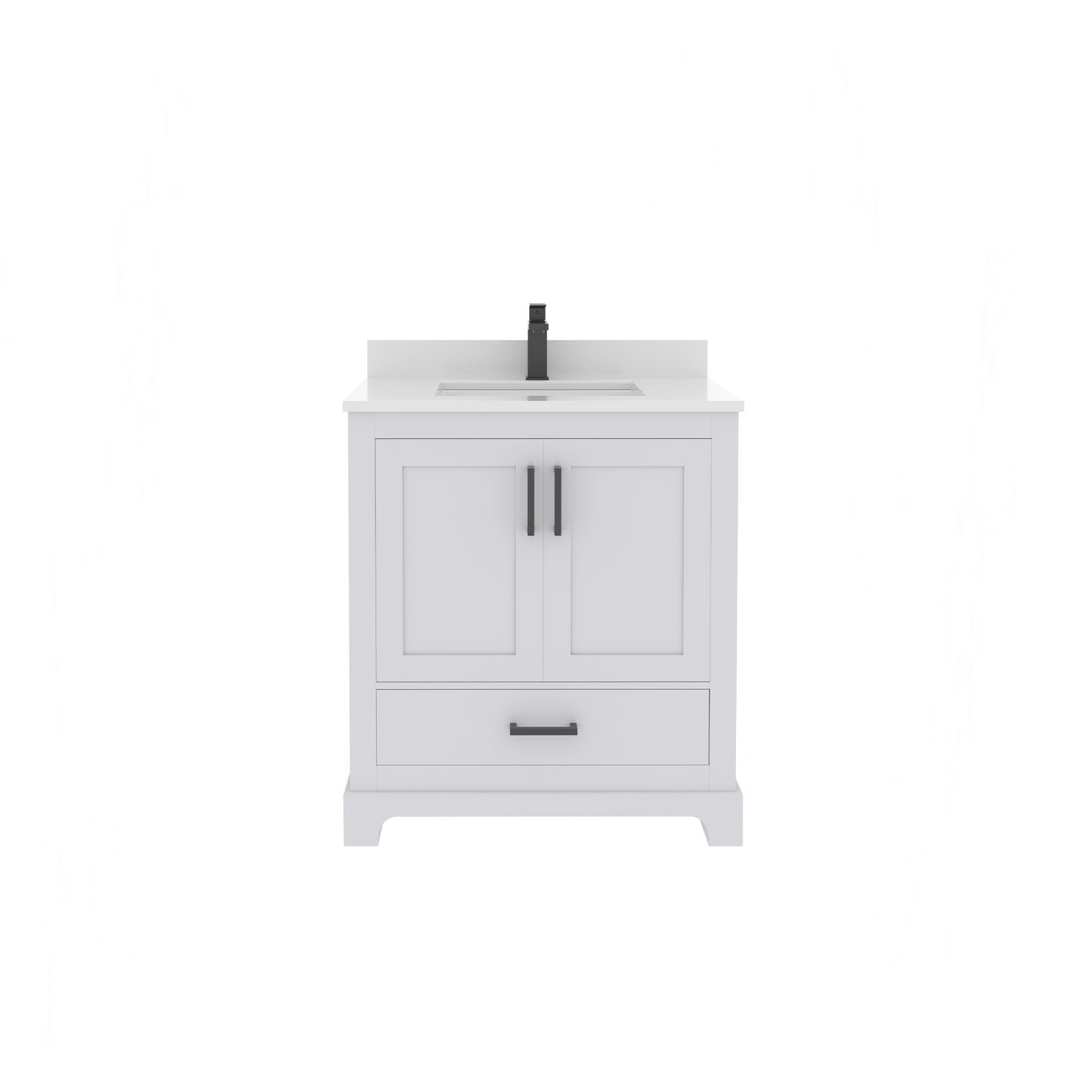 Maya 30 Inch Solid Wood Single Bathroom Vanity with Quartz Countertop