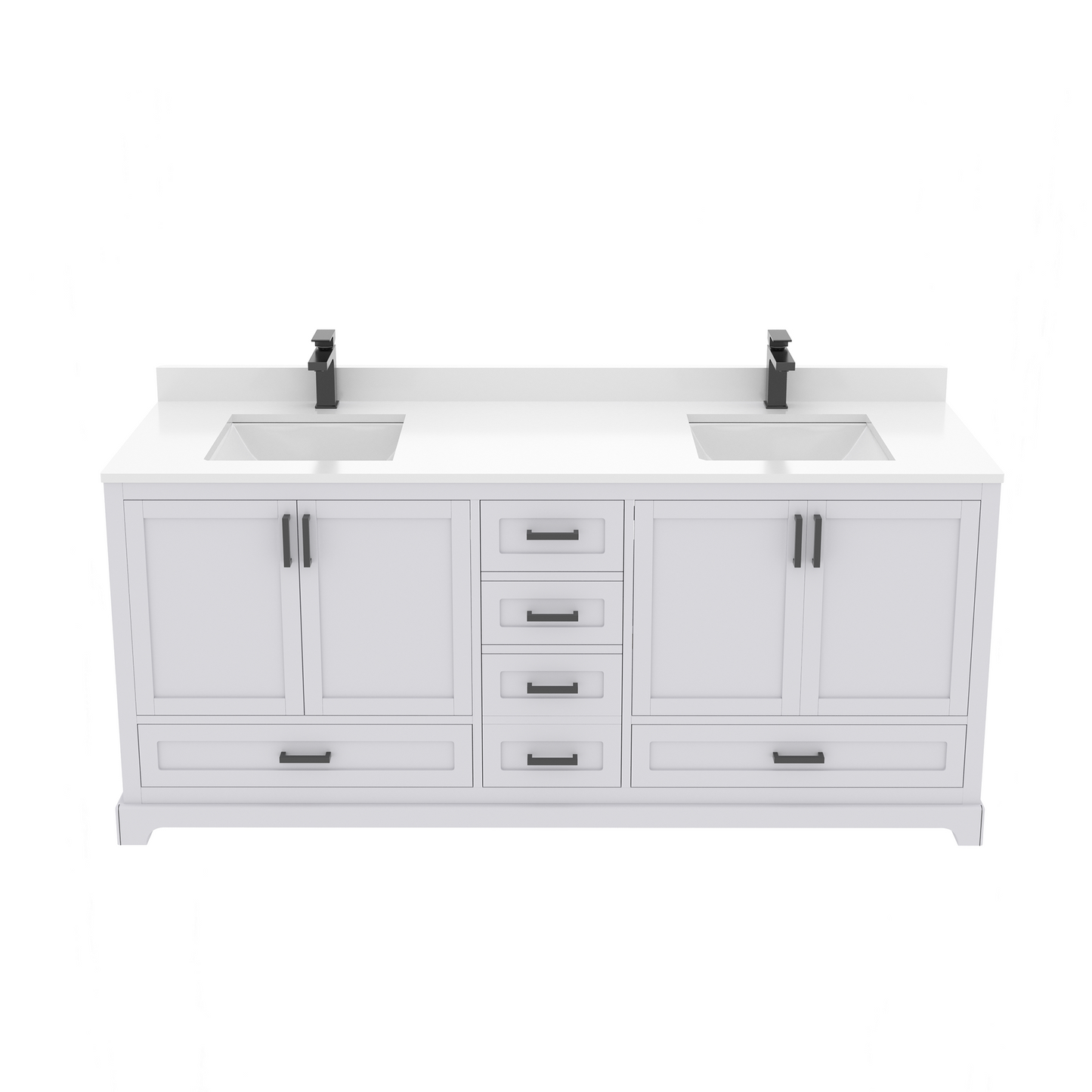 Maya 72 Inch Solid Wood Double Bathroom Vanity with Quartz Countertop