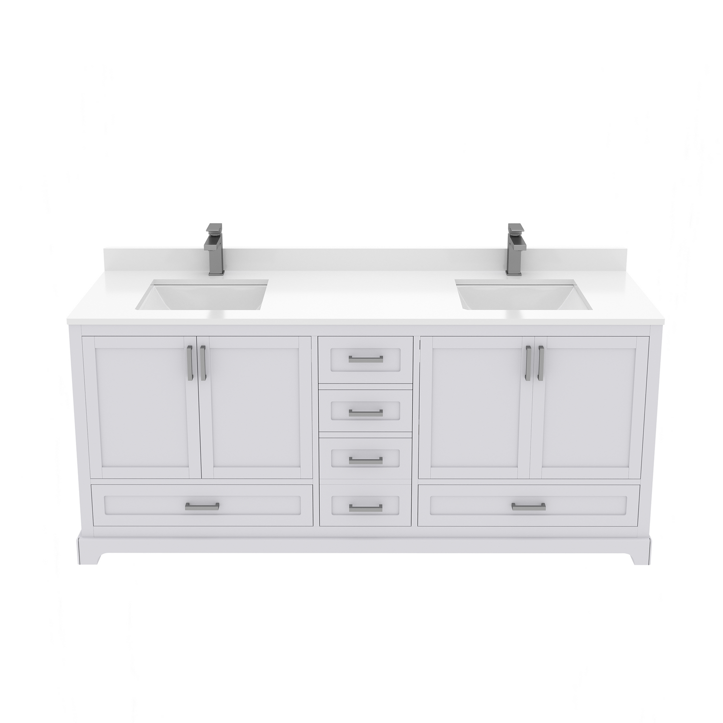 Maya 72 Inch Solid Wood Double Bathroom Vanity with Quartz Countertop
