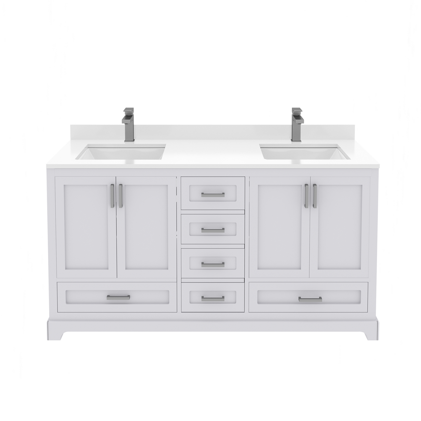 Maya 60 Inch Solid Wood Double Bathroom Vanity with Quartz Countertop