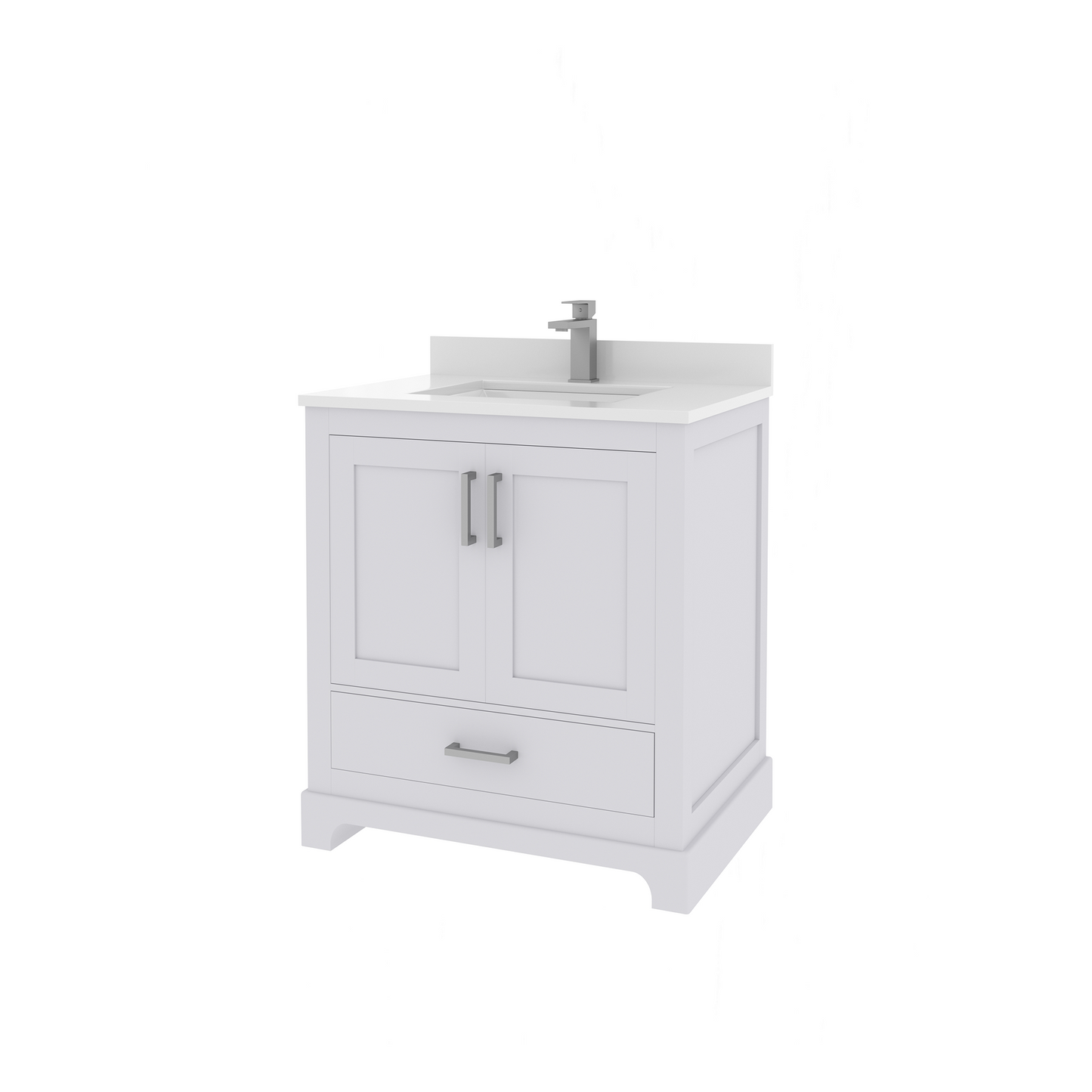 Maya 30 Inch Solid Wood Single Bathroom Vanity with Quartz Countertop