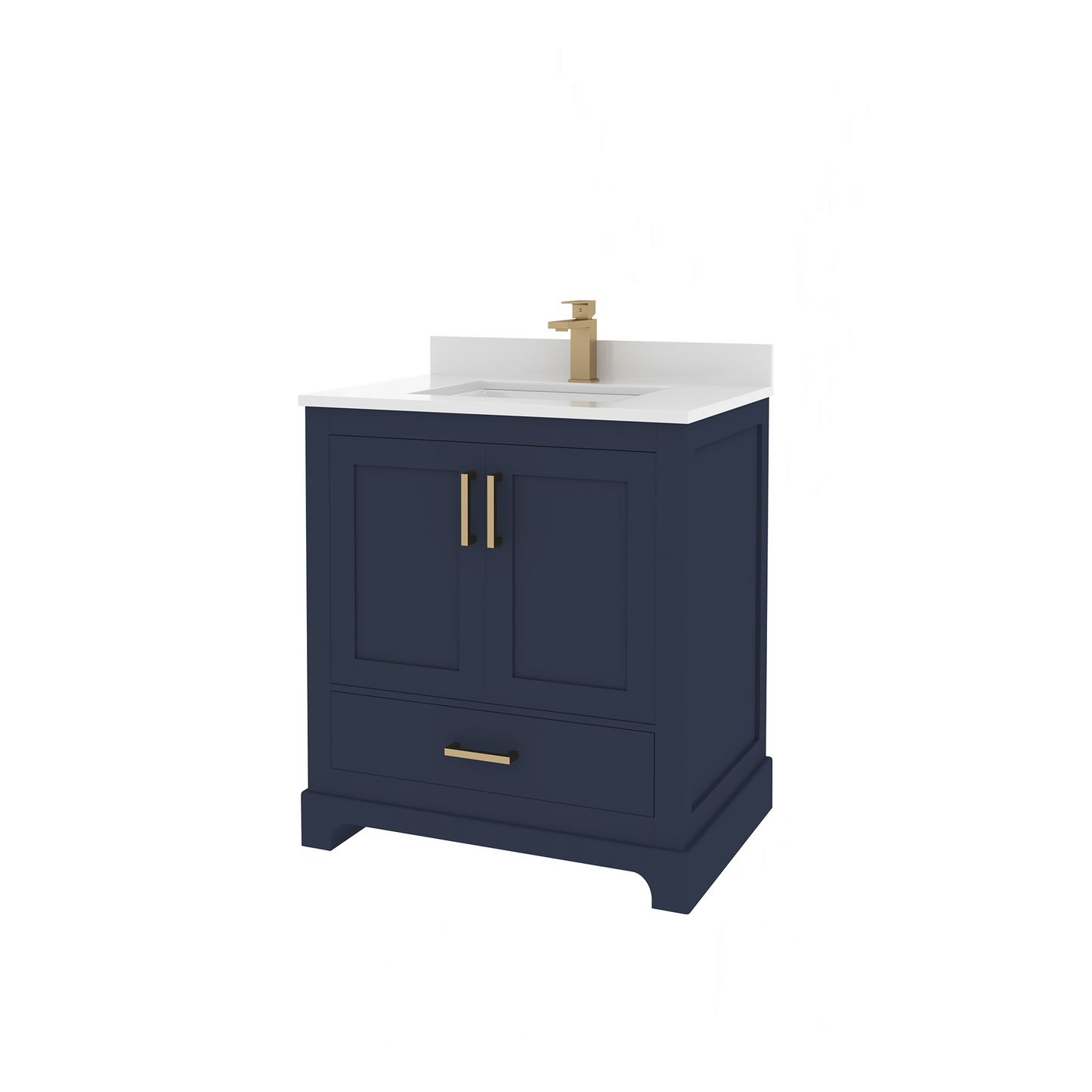 Maya 30 Inch Solid Wood Single Bathroom Vanity with Quartz Countertop