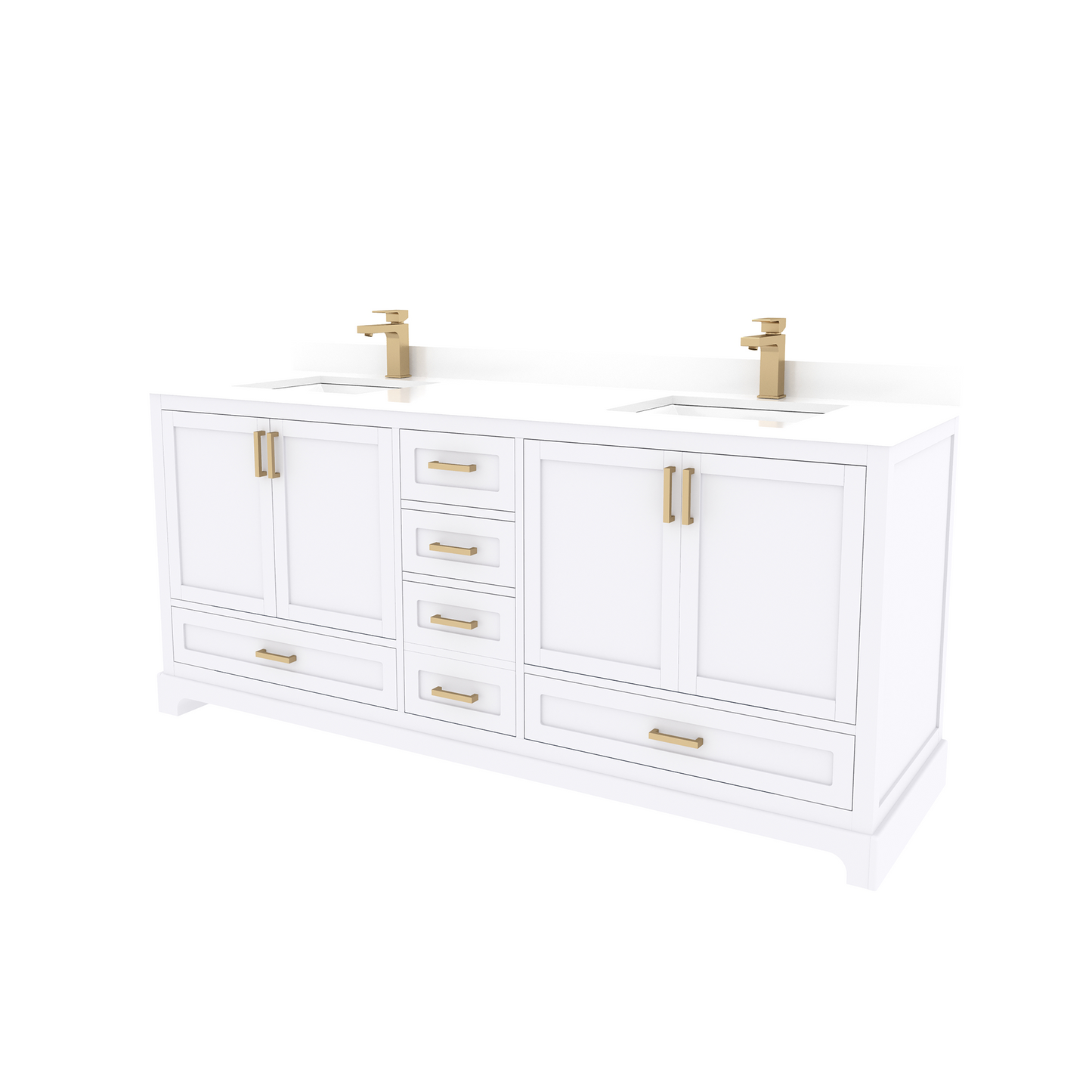 Maya 72 Inch Solid Wood Double Bathroom Vanity with Quartz Countertop
