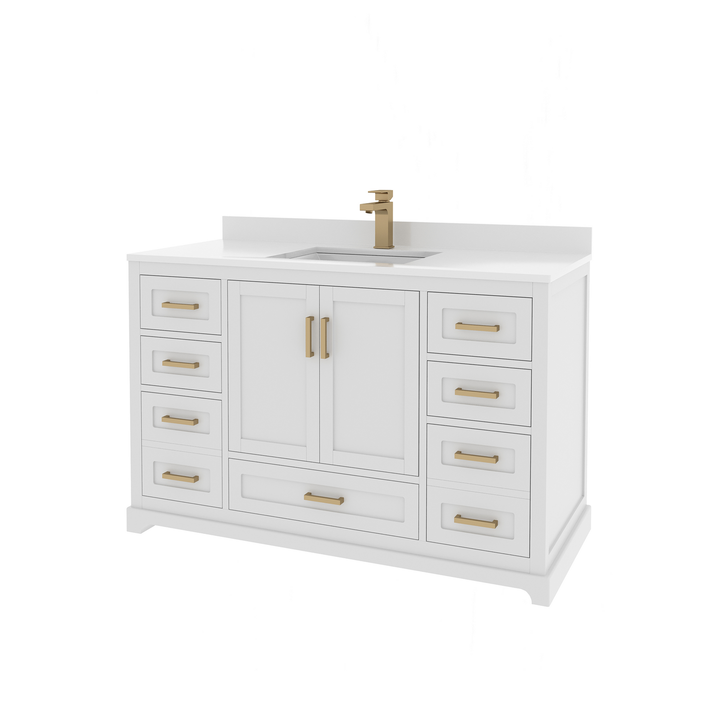 Maya 48 Inch Solid Wood Single Bathroom Vanity with Quartz Countertop