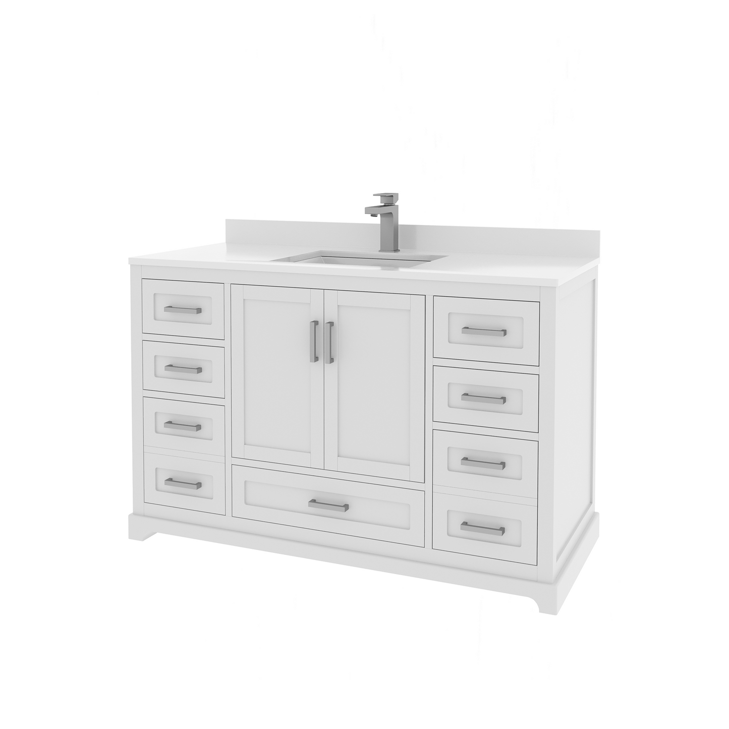 Maya 48 Inch Solid Wood Single Bathroom Vanity with Quartz Countertop