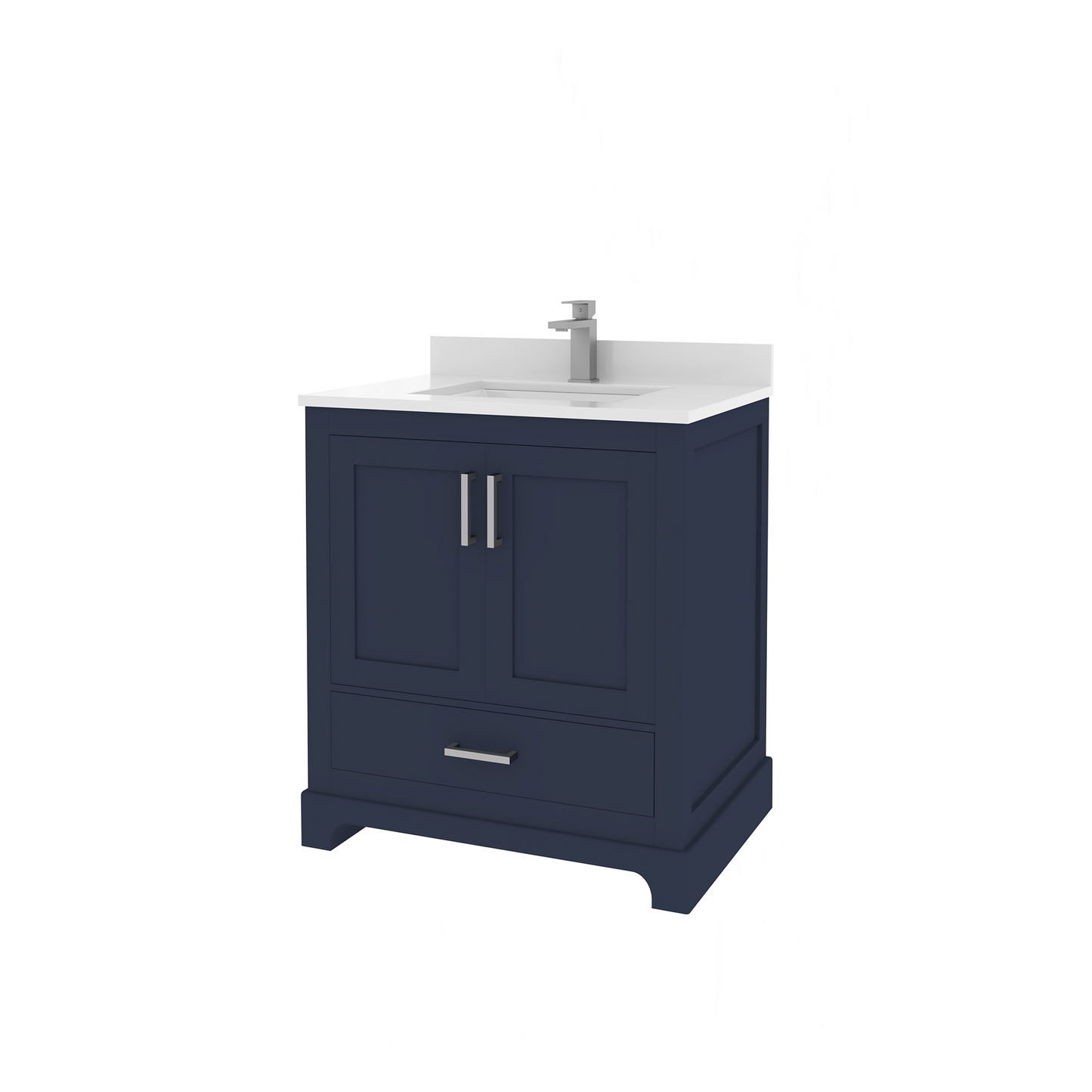 Maya 30 Inch Solid Wood Single Bathroom Vanity with Quartz Countertop