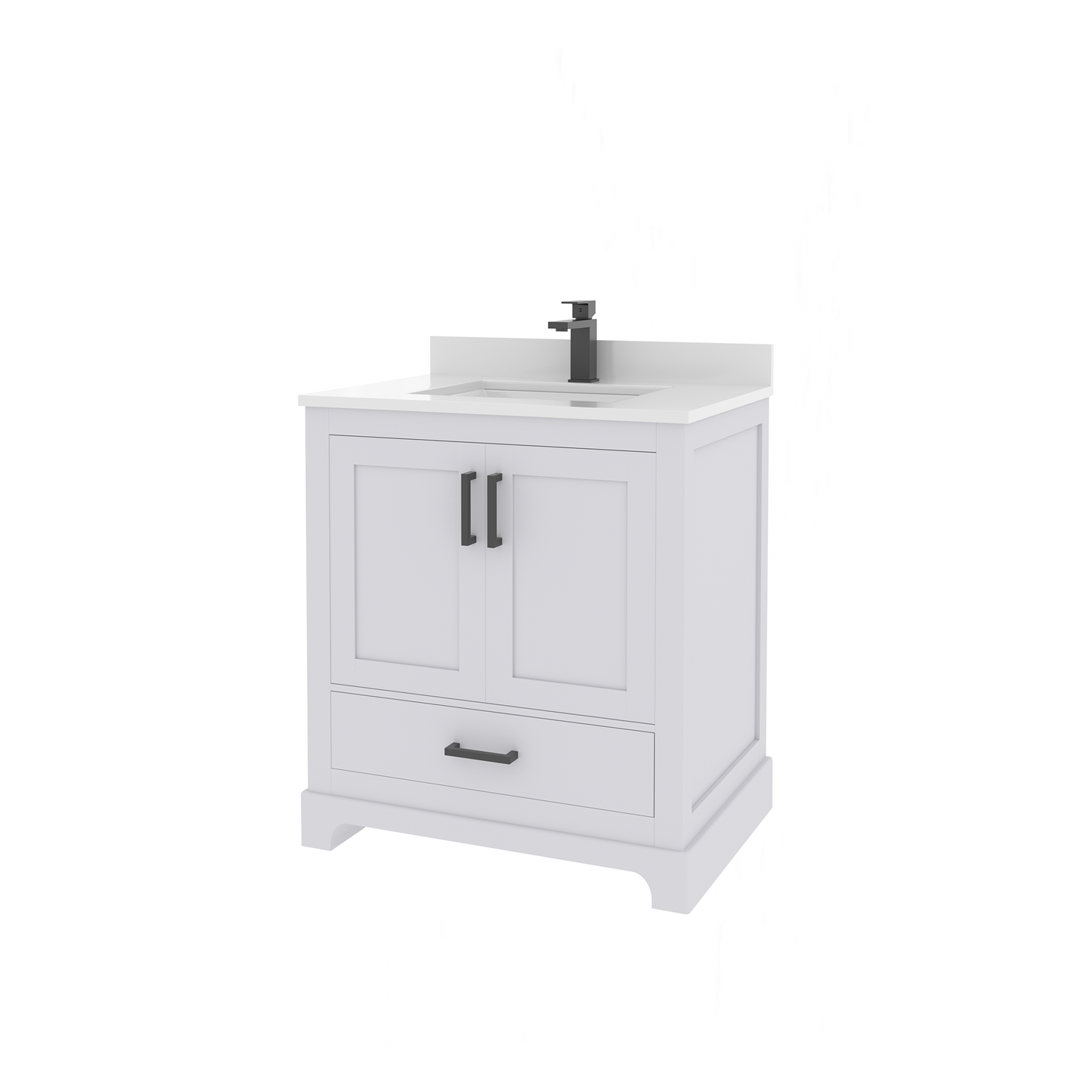 Maya 30 Inch Solid Wood Single Bathroom Vanity with Quartz Countertop