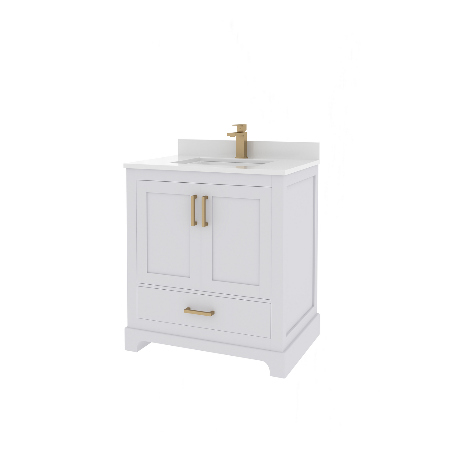 Maya 30 Inch Solid Wood Single Bathroom Vanity with Quartz Countertop