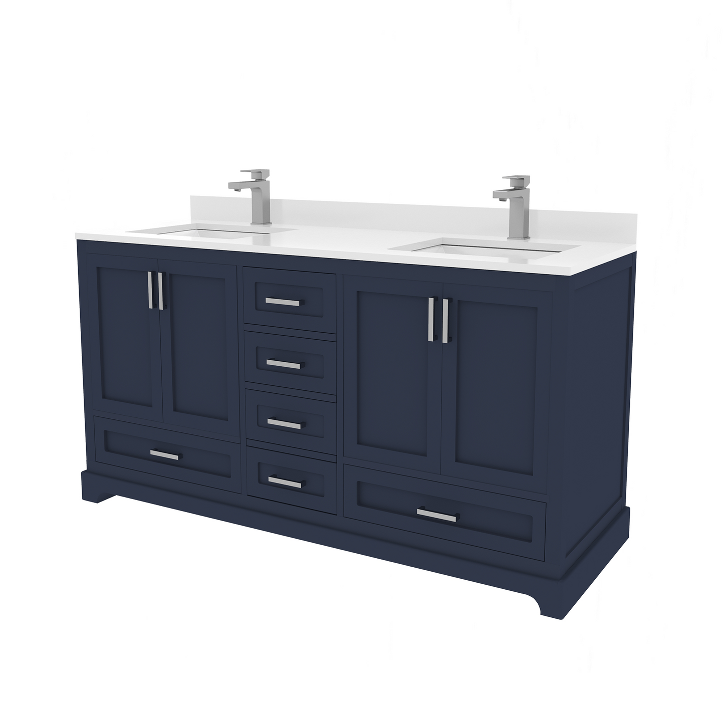 Maya 60 Inch Solid Wood Double Bathroom Vanity with Quartz Countertop