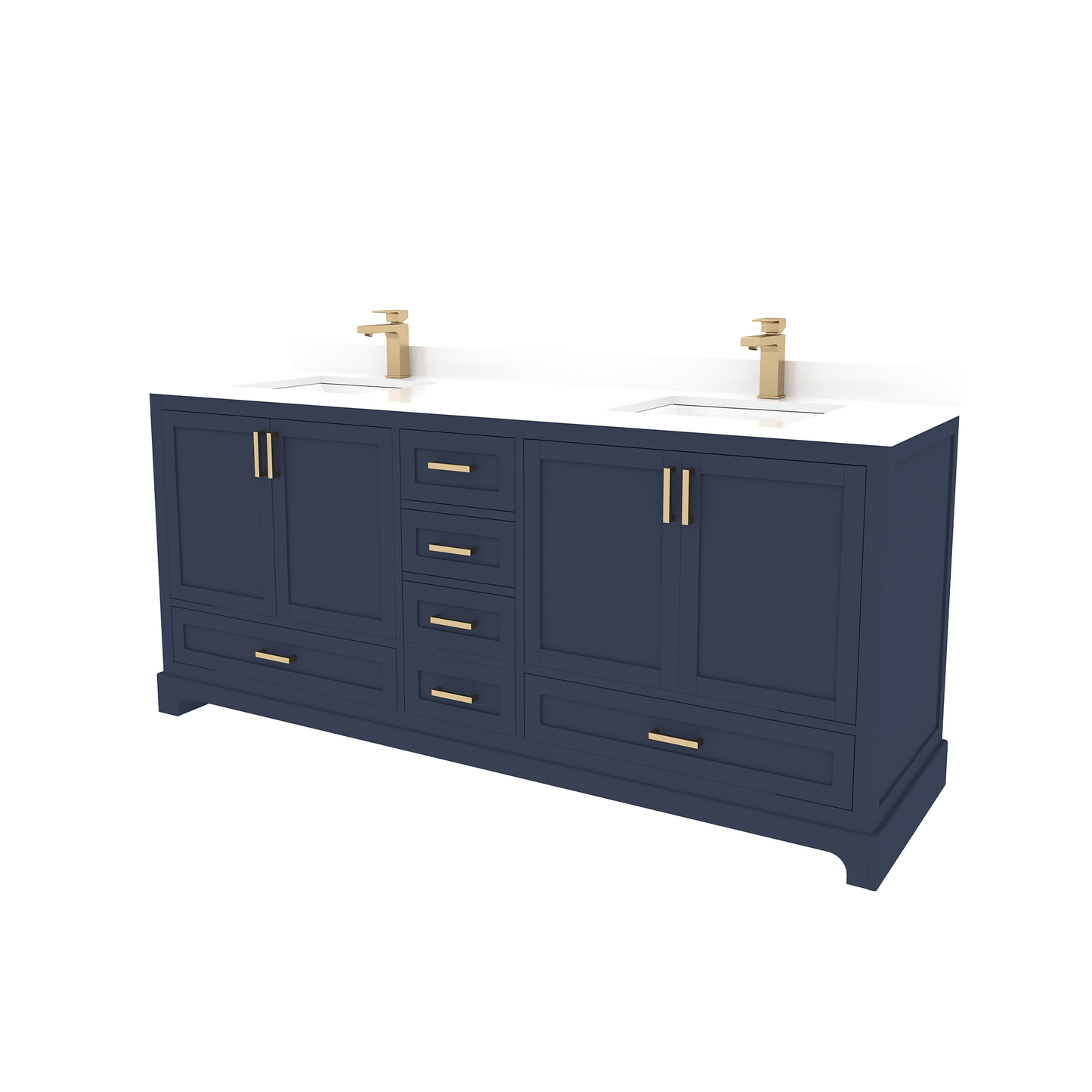 Maya 72 Inch Solid Wood Double Bathroom Vanity with Quartz Countertop