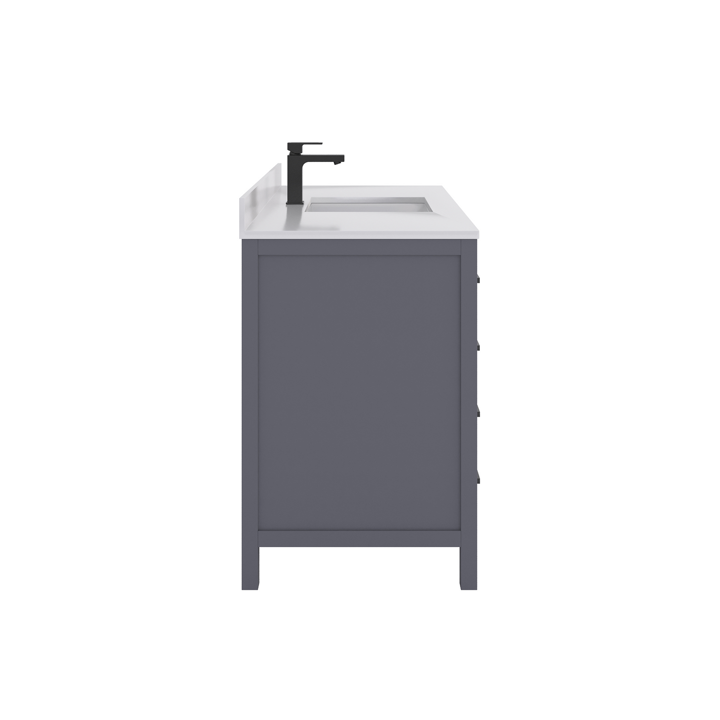 Rooh 48 Inch Solid Wood Bathroom Vanity with Undermount single Rectangle sink & White Quartz countertop 0.75 inch edge in white