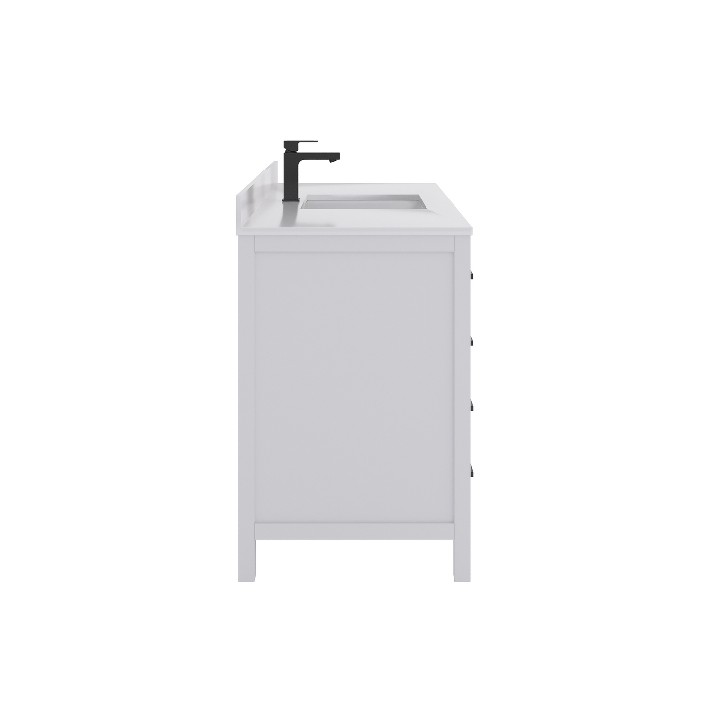Rooh 48 Inch Solid Wood Bathroom Vanity with Undermount single Rectangle sink & White Quartz countertop 0.75 inch edge in white