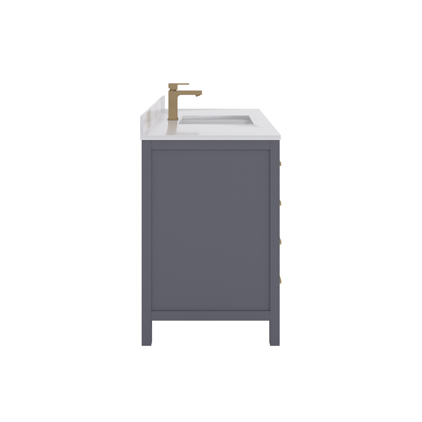 Rooh 48 Inch Solid Wood Bathroom Vanity with Undermount single Rectangle sink & White Quartz countertop 0.75 inch edge in white