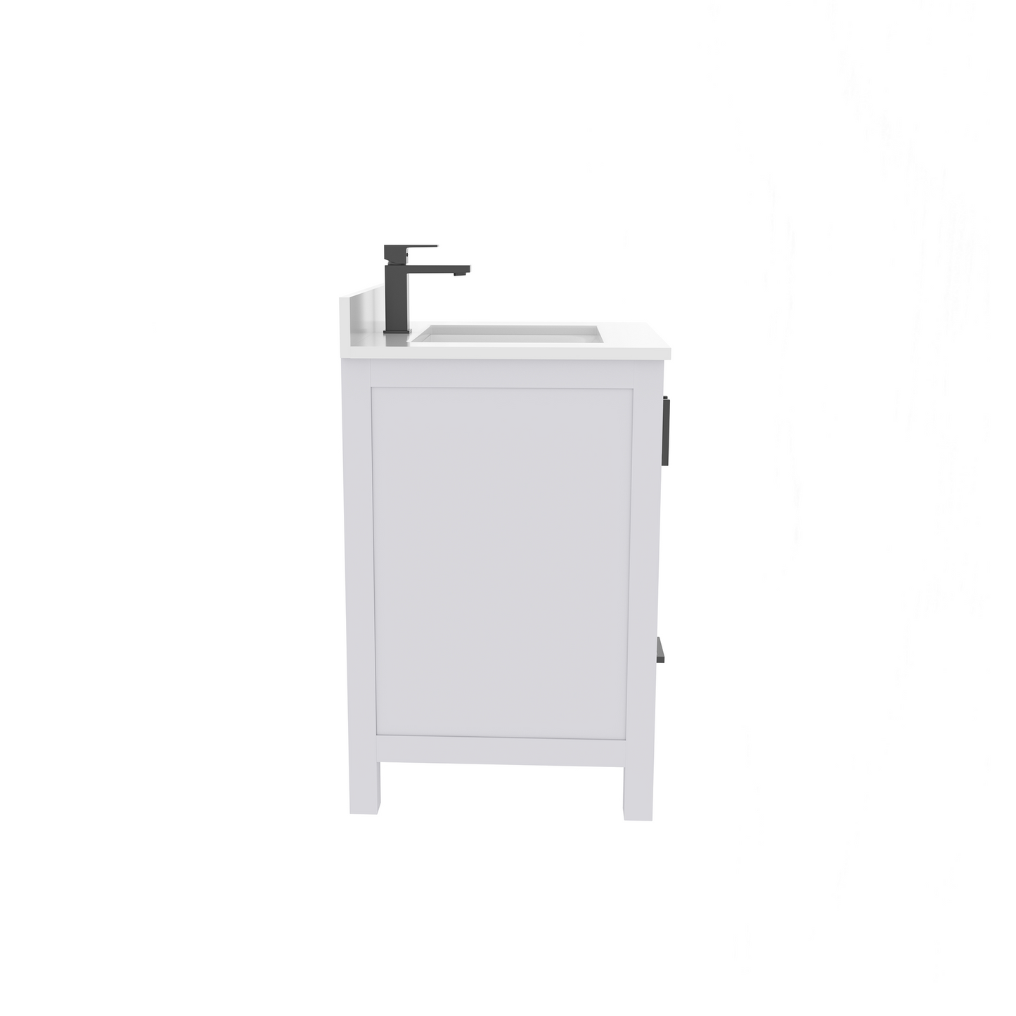 Rooh 24 Inch Solid Wood Bathroom Vanity with Undermount single Rectangle sink & White Quartz countertop 0.75 inch edge in white