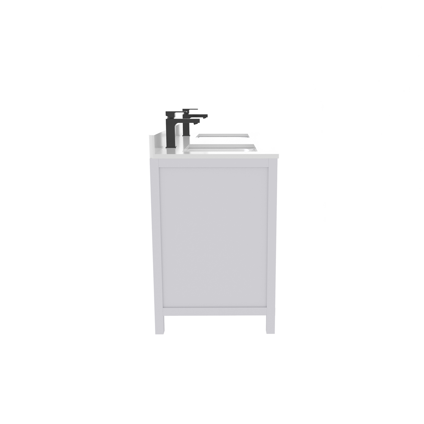 Rooh 60 Inch Solid Wood Bathroom Vanity with Undermount double Rectangle sinks & White Quartz countertop 0.75 inch edge in white