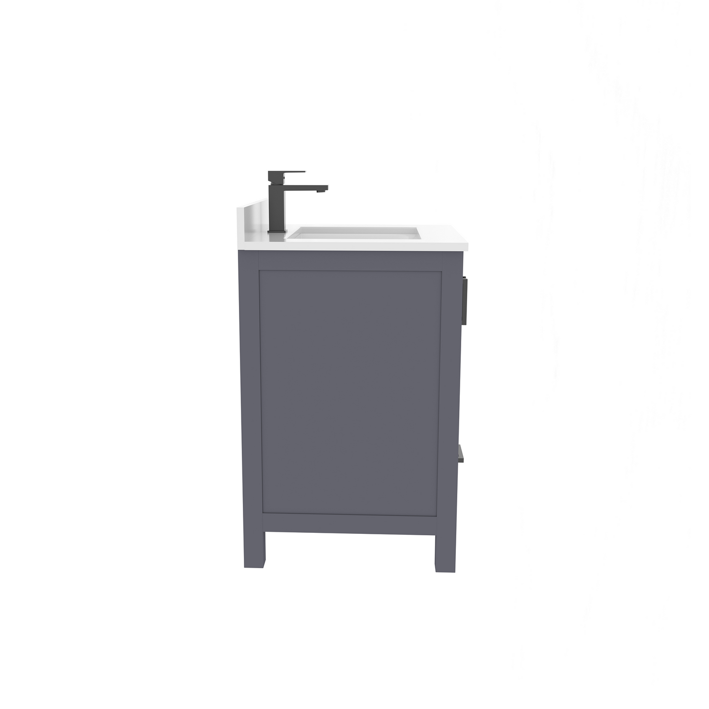 Rooh 30 Inch Solid Wood Bathroom Vanity with Undermount single Rectangle sink & White Quartz countertop 0.75 inch edge in white