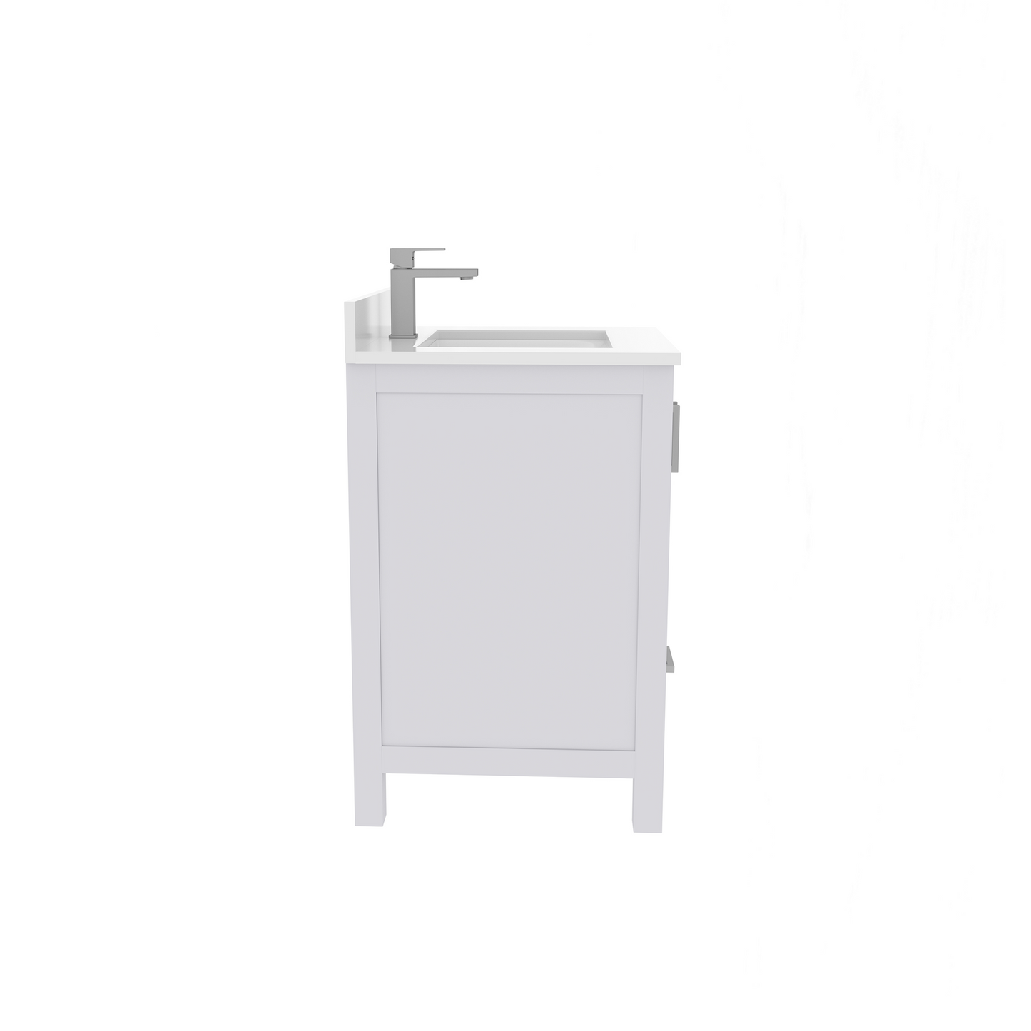 Rooh 24 Inch Solid Wood Bathroom Vanity with Undermount single Rectangle sink & White Quartz countertop 0.75 inch edge in white