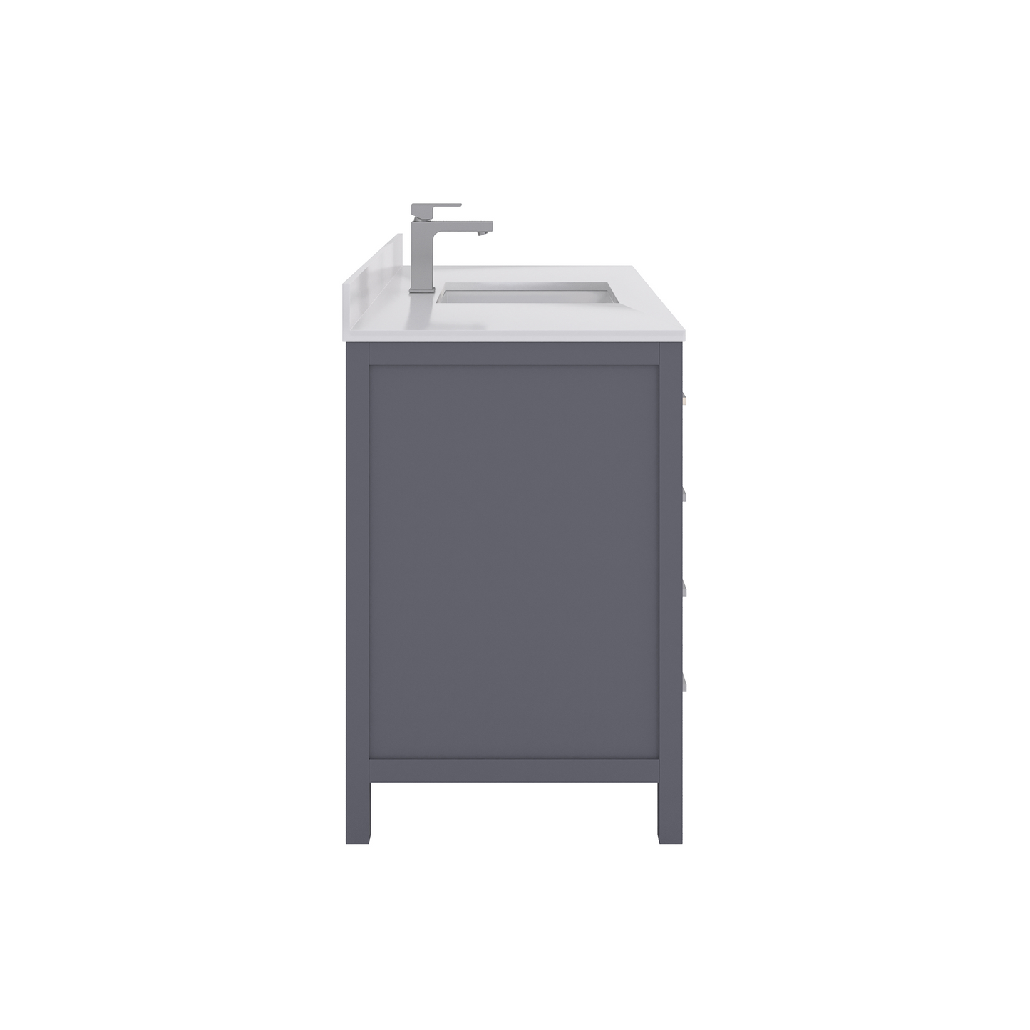 Rooh 48 Inch Solid Wood Bathroom Vanity with Undermount single Rectangle sink & White Quartz countertop 0.75 inch edge in white