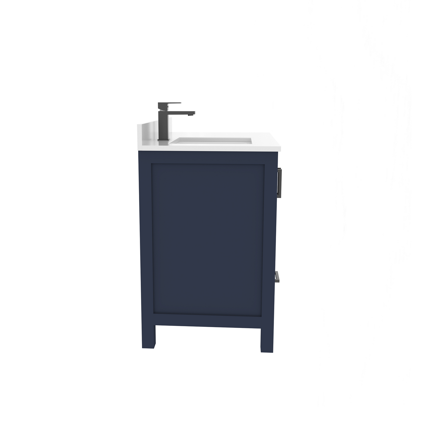 Rooh 36 Inch Left Solid Wood Single Bathroom Vanity with Undermount single Rectangle sink & White Quartz countertop 0.75 inch edge in white