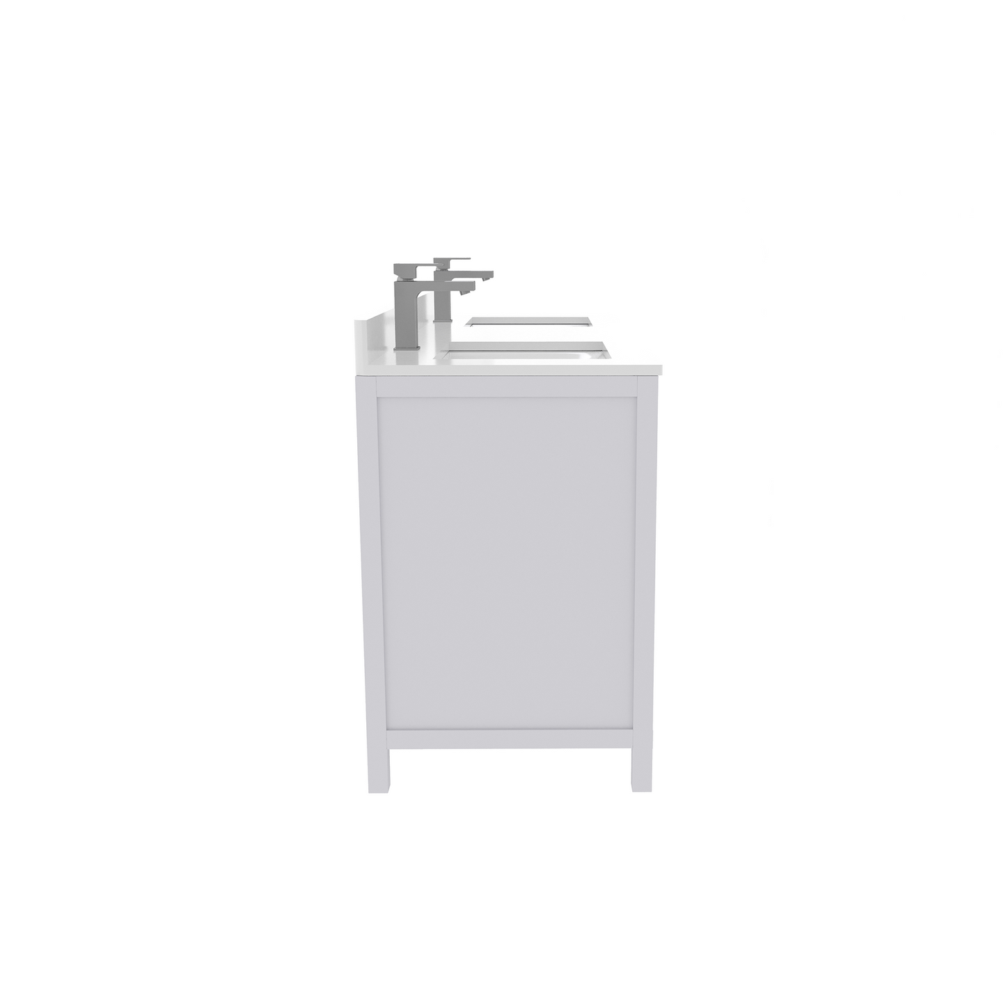 Rooh 60 Inch Solid Wood Bathroom Vanity with Undermount double Rectangle sinks & White Quartz countertop 0.75 inch edge in white