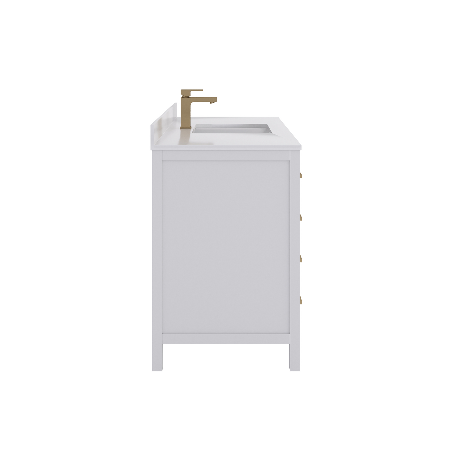 Rooh 48 Inch Solid Wood Bathroom Vanity with Undermount single Rectangle sink & White Quartz countertop 0.75 inch edge in white