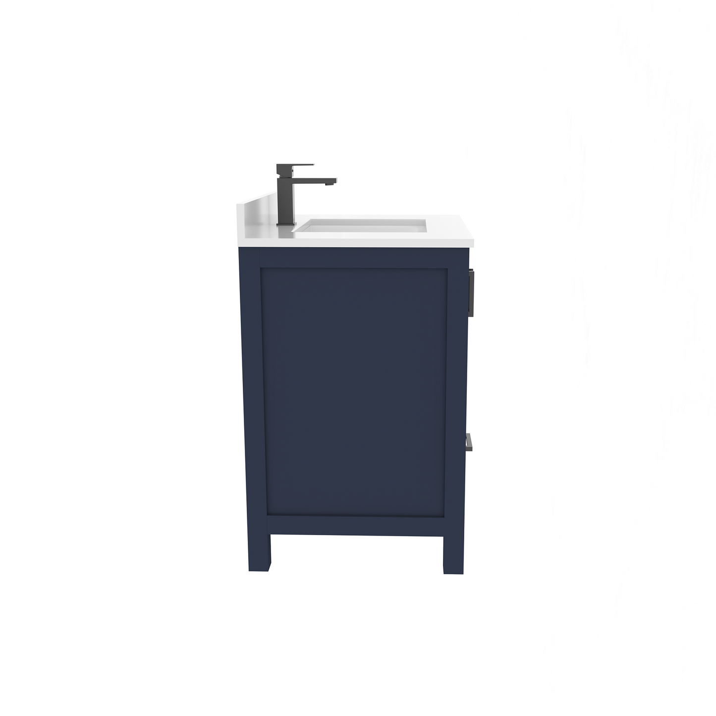 Rooh 30 Inch Solid Wood Bathroom Vanity with Undermount single Rectangle sink & White Quartz countertop 0.75 inch edge in white