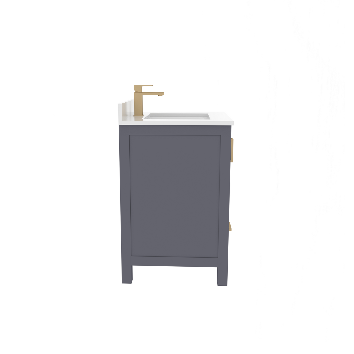 Rooh 30 Inch Solid Wood Bathroom Vanity with Undermount single Rectangle sink & White Quartz countertop 0.75 inch edge in white