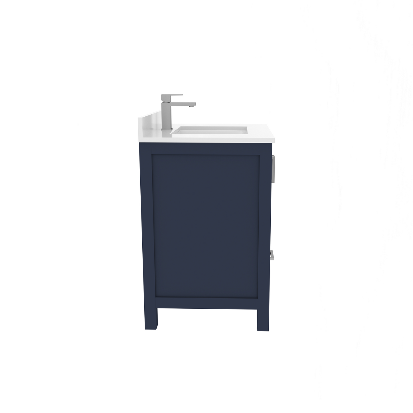 Rooh 30 Inch Solid Wood Bathroom Vanity with Undermount single Rectangle sink & White Quartz countertop 0.75 inch edge in white