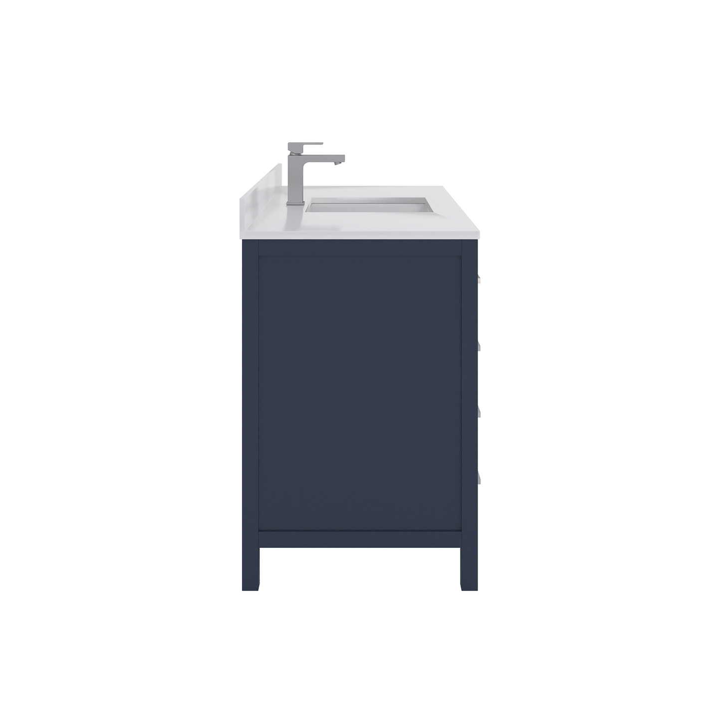 Rooh 48 Inch Solid Wood Bathroom Vanity with Undermount single Rectangle sink & White Quartz countertop 0.75 inch edge in white