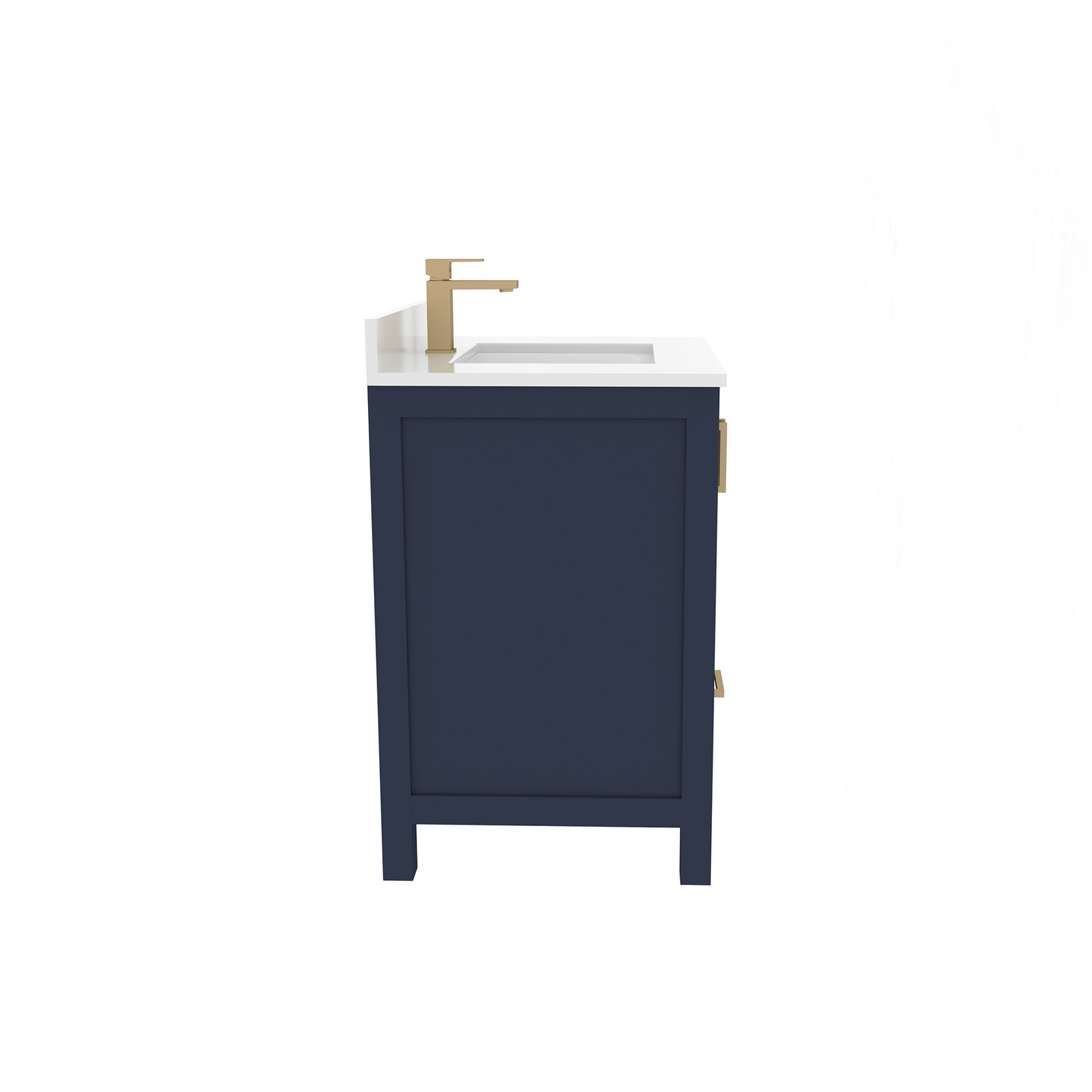 Rooh 30 Inch Solid Wood Bathroom Vanity with Undermount single Rectangle sink & White Quartz countertop 0.75 inch edge in white