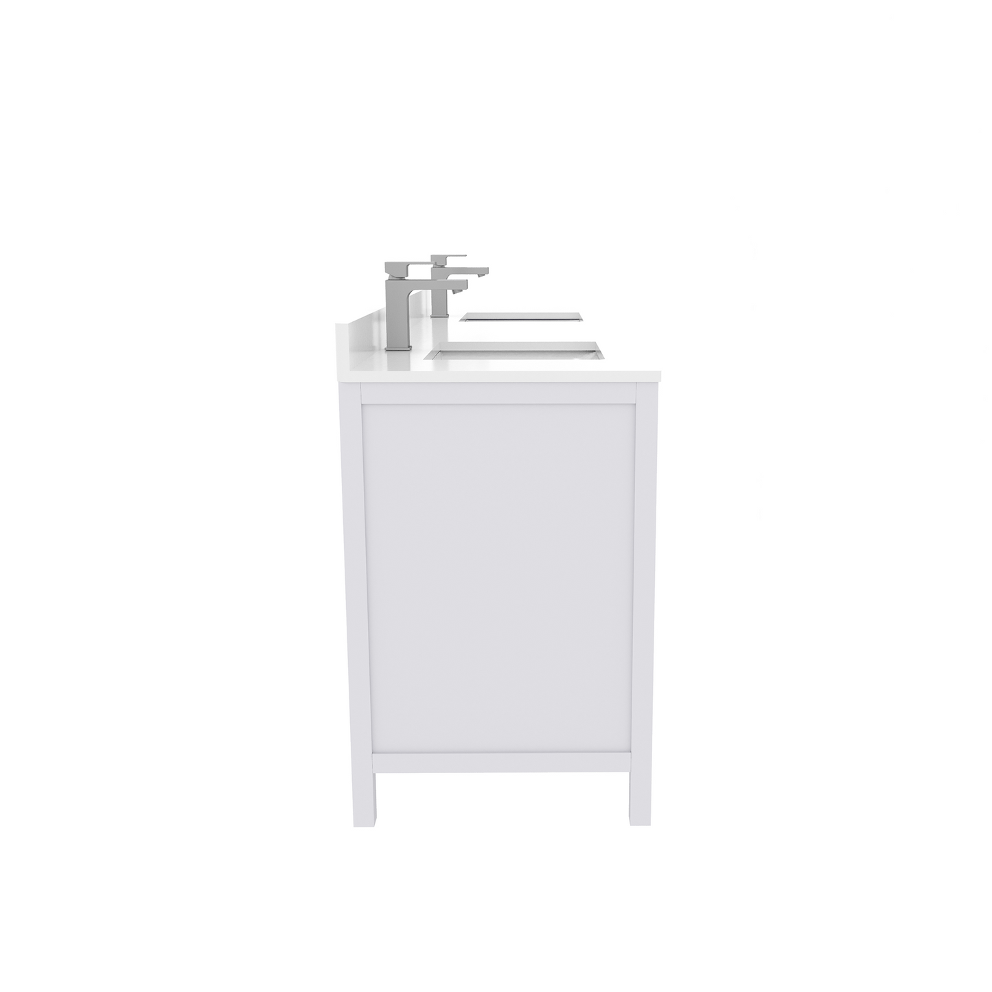 Rooh 72 Inch Solid Wood Bathroom Vanity with Undermount double Rectangle sinks & White Quartz countertop 0.75 inch edge in white