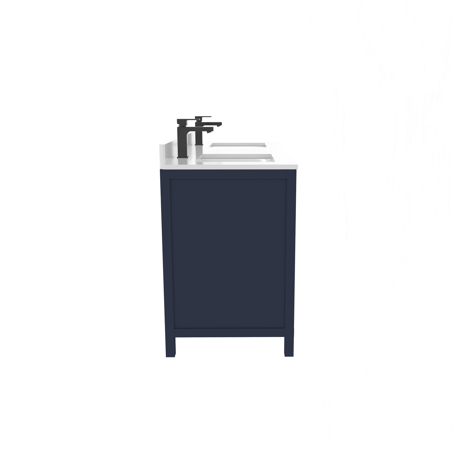 Rooh 60 Inch Solid Wood Bathroom Vanity with Undermount double Rectangle sinks & White Quartz countertop 0.75 inch edge in white