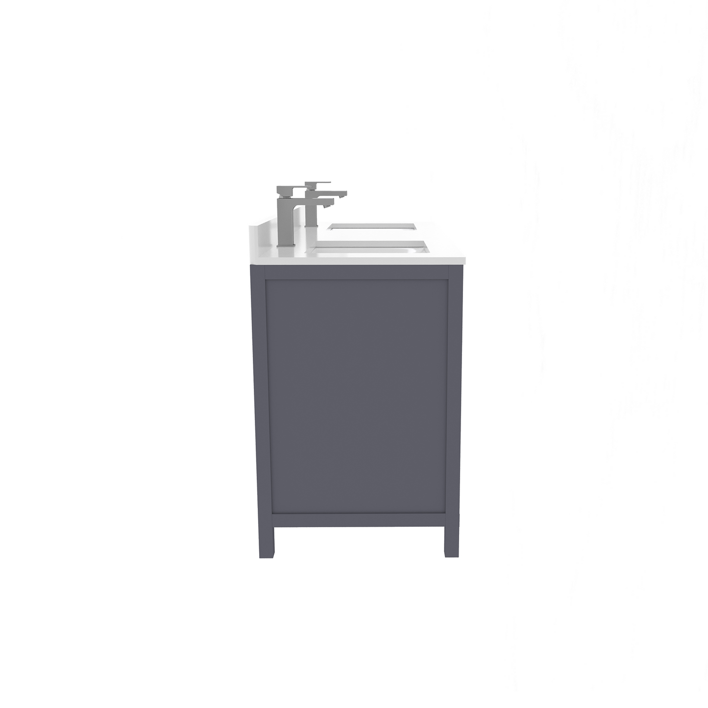 Rooh 60 Inch Solid Wood Bathroom Vanity with Undermount double Rectangle sinks & White Quartz countertop 0.75 inch edge in white