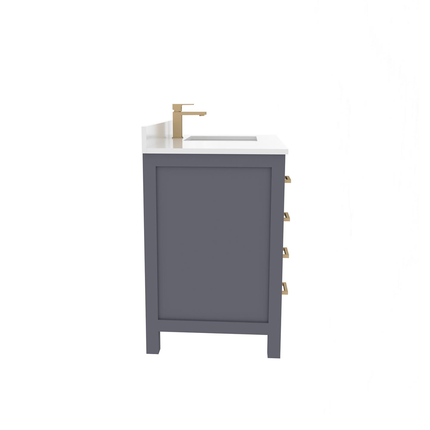 Rooh 36 Inch Right Solid Wood Single Bathroom Vanity with Quartz Countertop