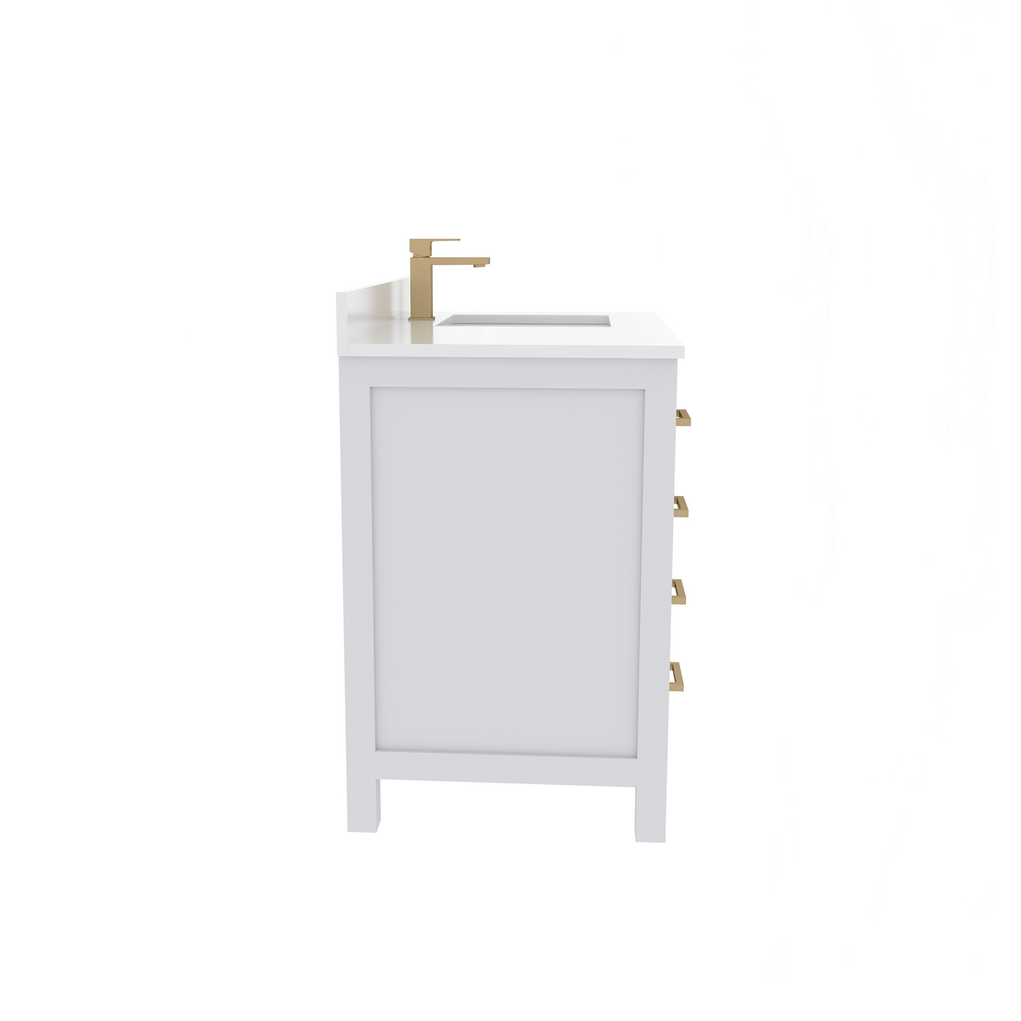 Rooh 36 Inch Right Solid Wood Single Bathroom Vanity with Quartz Countertop