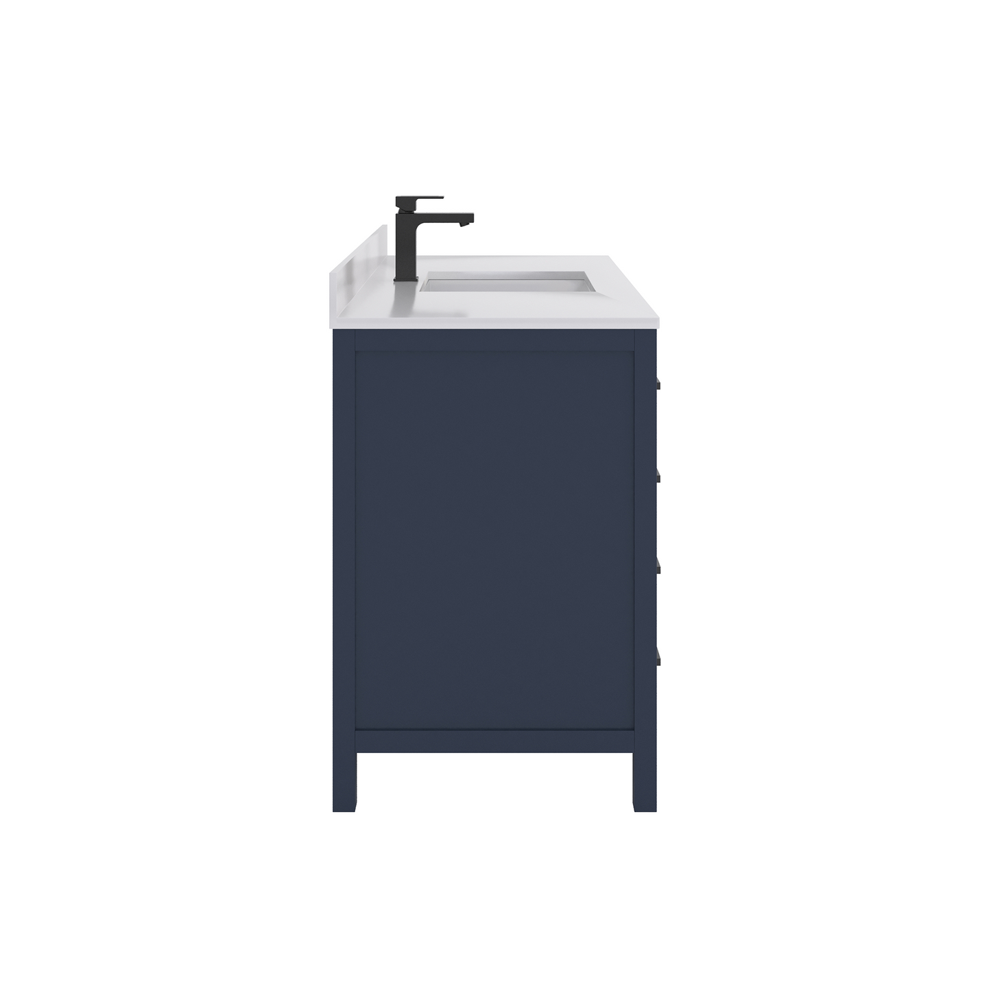 Rooh 48 Inch Solid Wood Bathroom Vanity with Undermount single Rectangle sink & White Quartz countertop 0.75 inch edge in white