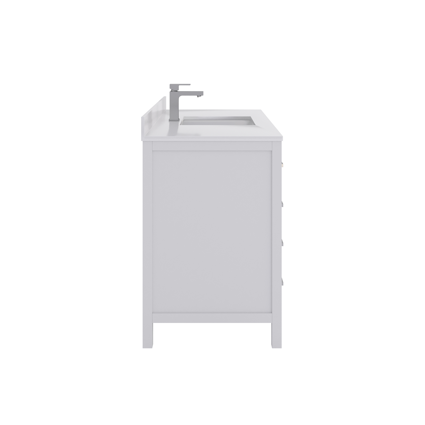 Rooh 48 Inch Solid Wood Bathroom Vanity with Undermount single Rectangle sink & White Quartz countertop 0.75 inch edge in white