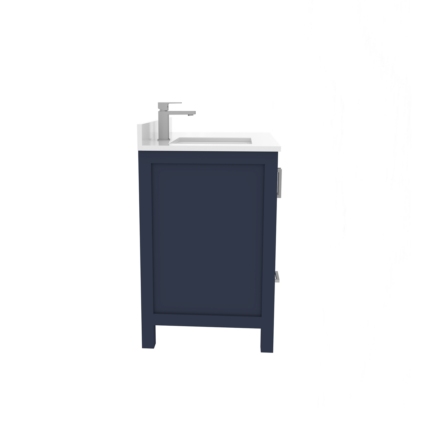 Rooh 36 Inch Left Solid Wood Single Bathroom Vanity with Undermount single Rectangle sink & White Quartz countertop 0.75 inch edge in white