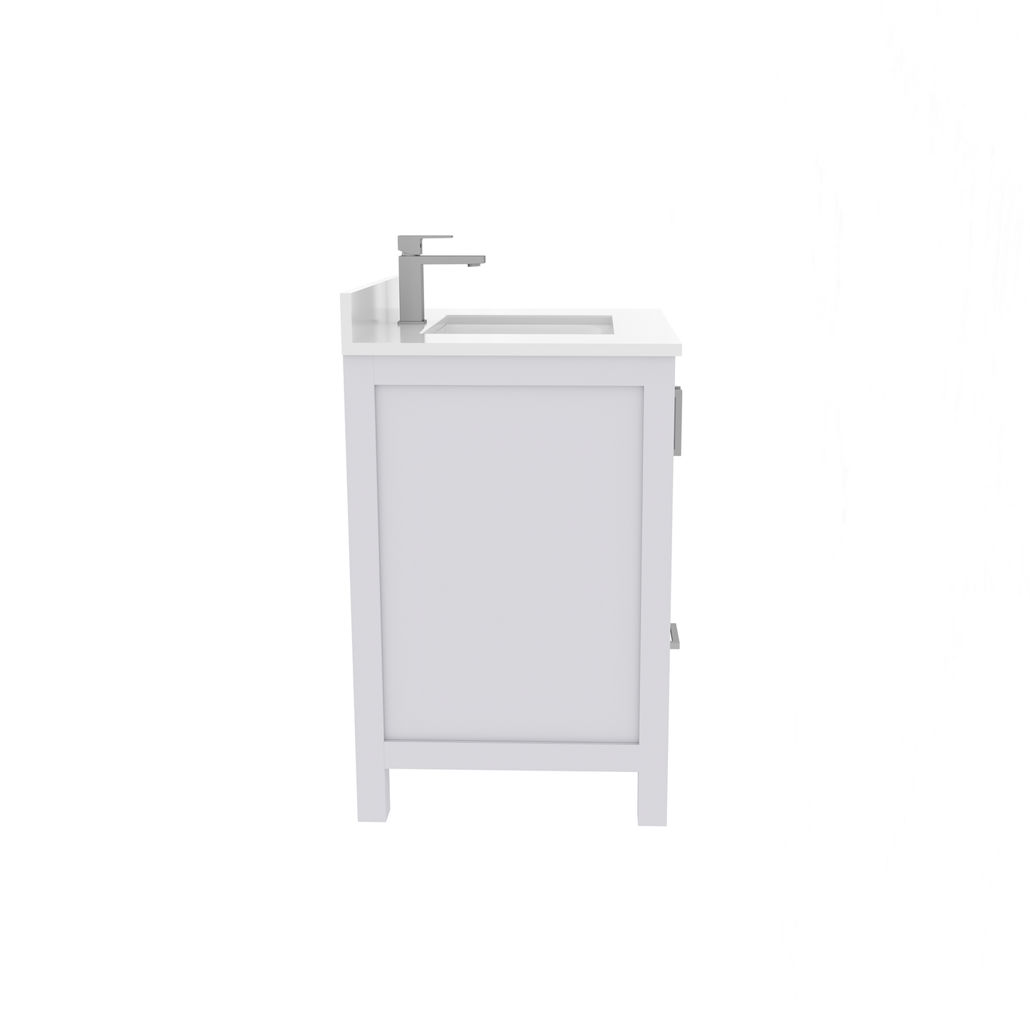 Rooh 30 Inch Solid Wood Bathroom Vanity with Undermount single Rectangle sink & White Quartz countertop 0.75 inch edge in white