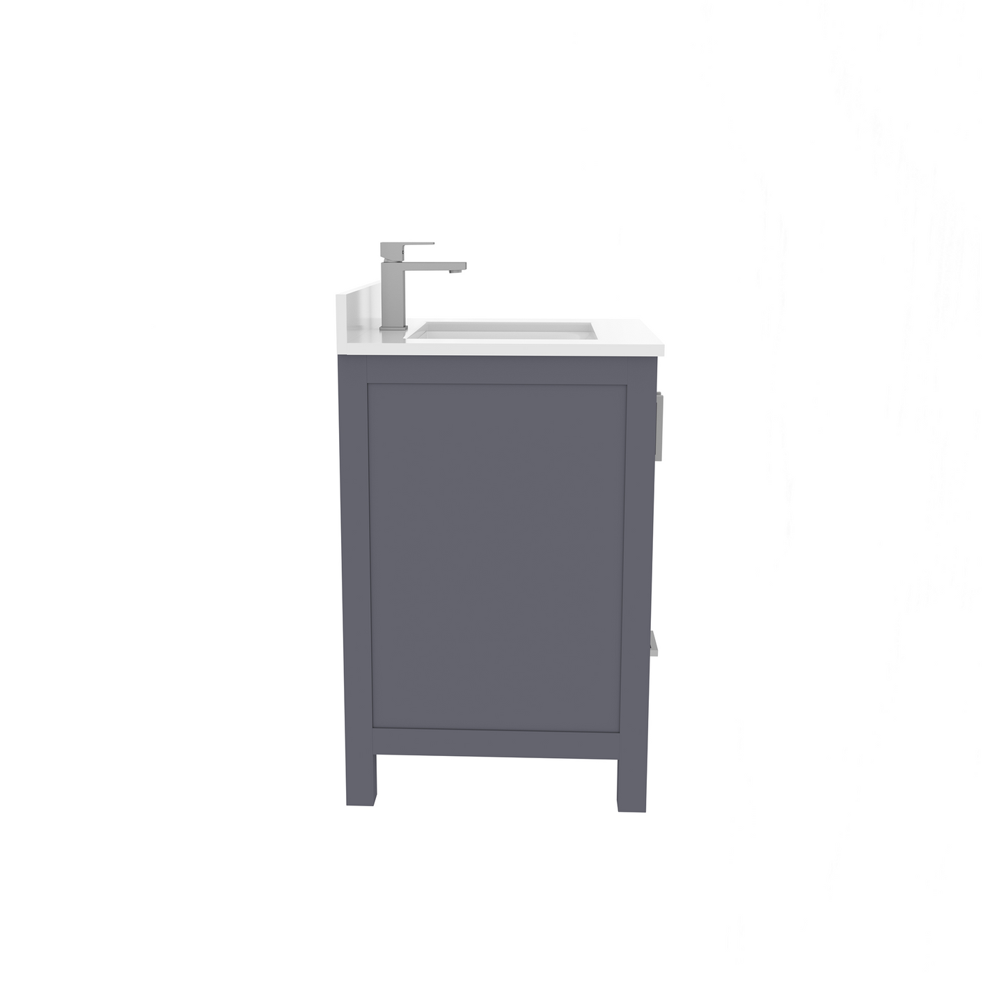 Rooh 30 Inch Solid Wood Bathroom Vanity with Undermount single Rectangle sink & White Quartz countertop 0.75 inch edge in white