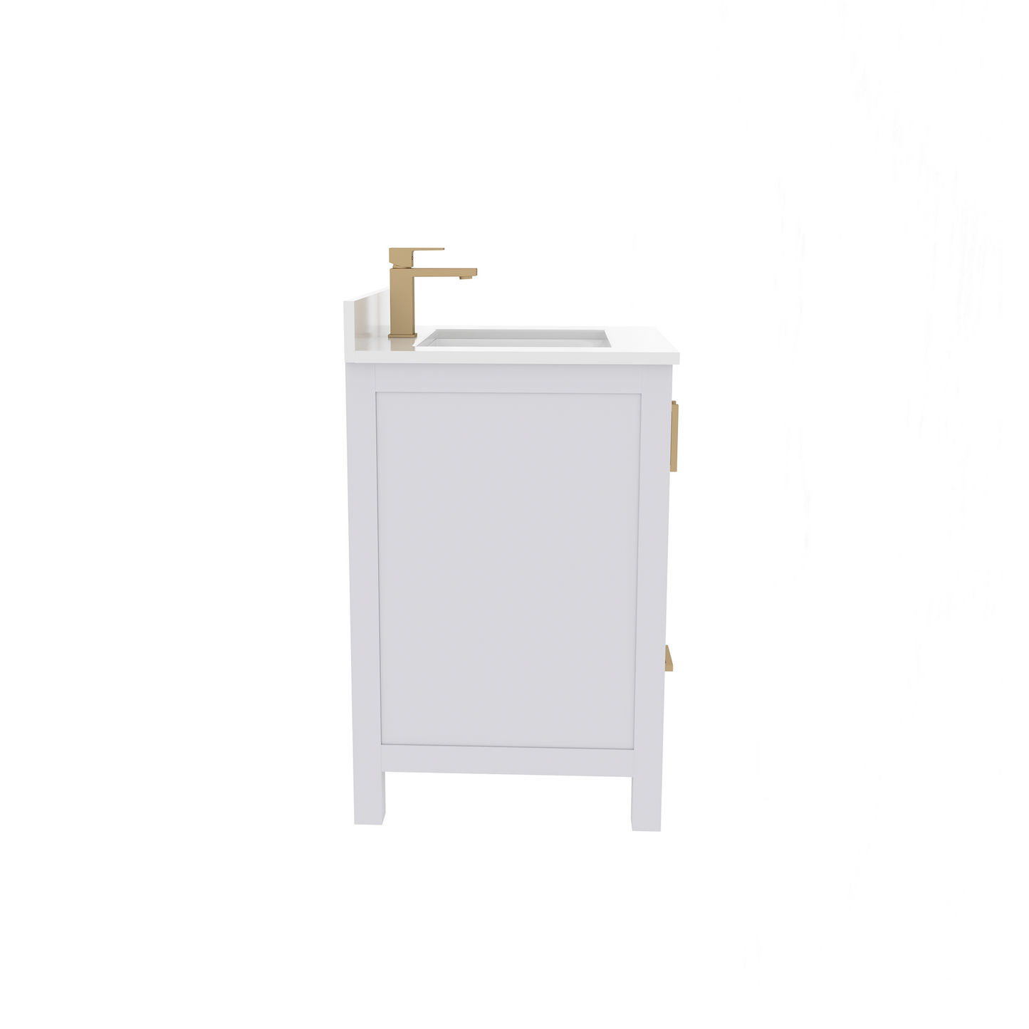 Rooh 24 Inch Solid Wood Bathroom Vanity with Undermount single Rectangle sink & White Quartz countertop 0.75 inch edge in white